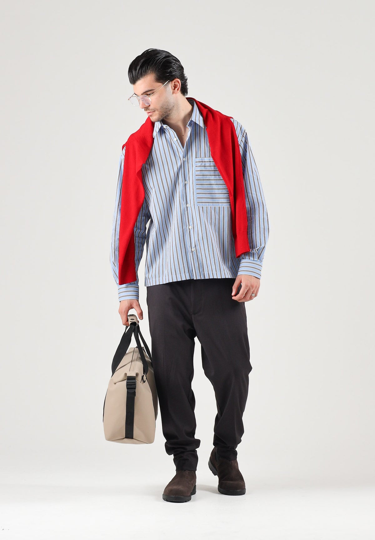 I'M BRIAN Camicia manica lunga celeste per uomo con taschino applicato e colletto classico. CA3841 CEL I'M BRIAN