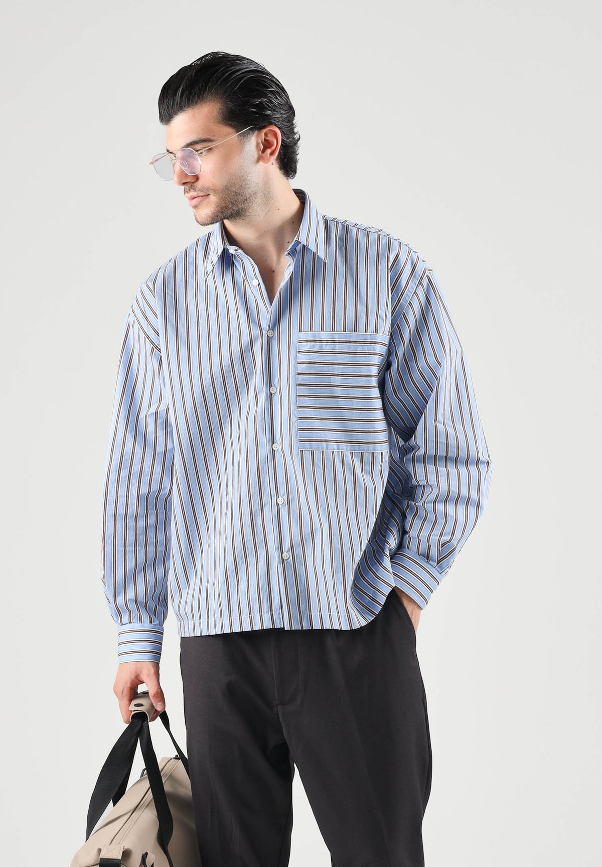I'M BRIAN Camicia manica lunga celeste per uomo con taschino applicato e colletto classico. CA3841 CEL I'M BRIAN