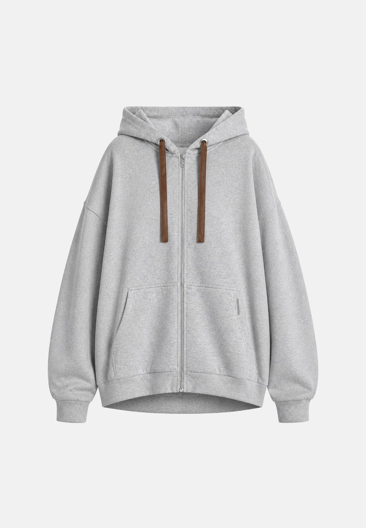 I'M BRIAN Felpa con zip OVERSIZED grigio per uomo con cappuccio e chiusura a cerniera F3918 008 I'M BRIAN