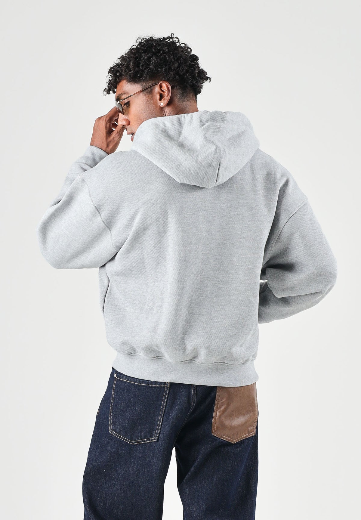 I'M BRIAN Felpa con zip OVERSIZED grigio per uomo con cappuccio e chiusura a cerniera F3918 008 I'M BRIAN