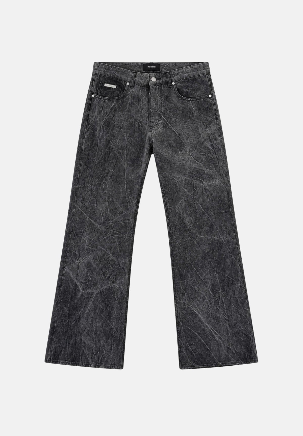 I'M BRIAN Jeans nero per uomo con lavaggio scuro slavato, taglio flared a zampa e dettagli sartoriali FLARE1926 LAV1926 I'M BRIAN
