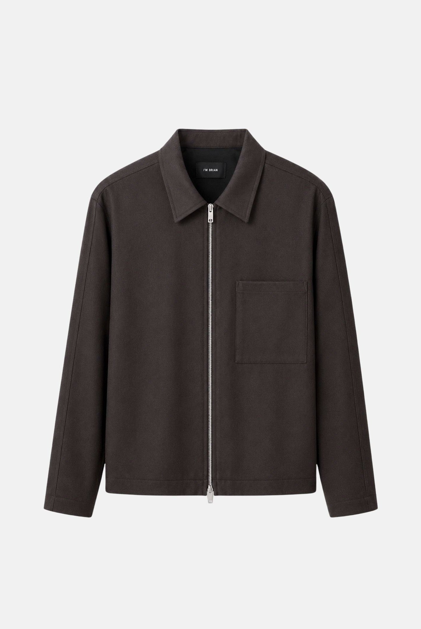 I'M BRIAN Giubbotto con zip moro da uomo in tinta unita <BR/> GIU3870 020 I'M BRIAN