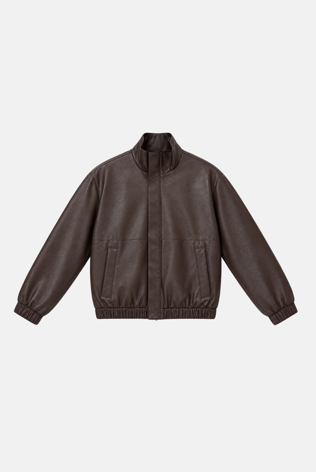 I'M BRIAN Giubbotto in eco-pelle moro/ marrone per uomo con collo alto e linee pulite d'ispirazione urban. GIU3878 020 I'M BRIAN