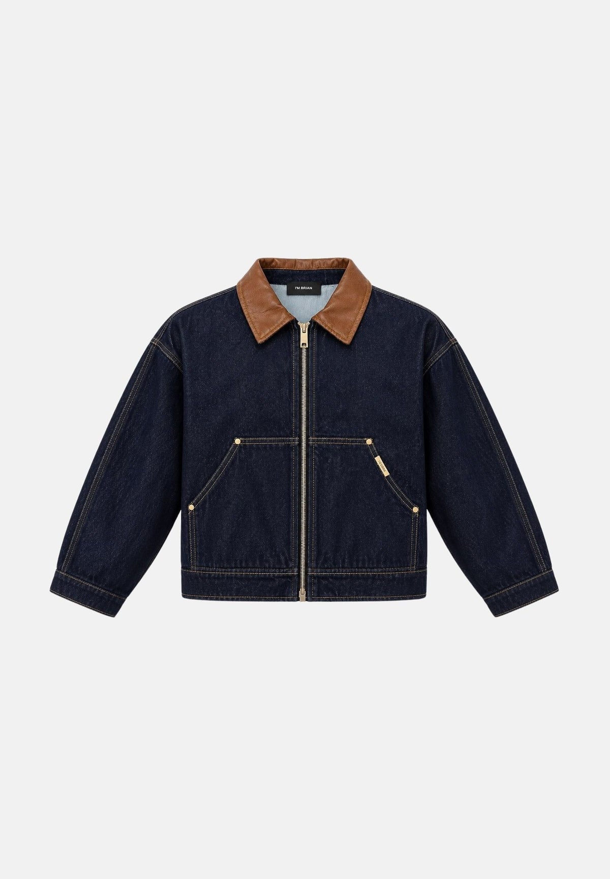 I'M BRIAN Giubbotto di jeans in denim blu da uomo con tasconi laterali GIU3880 0028 I'M BRIAN