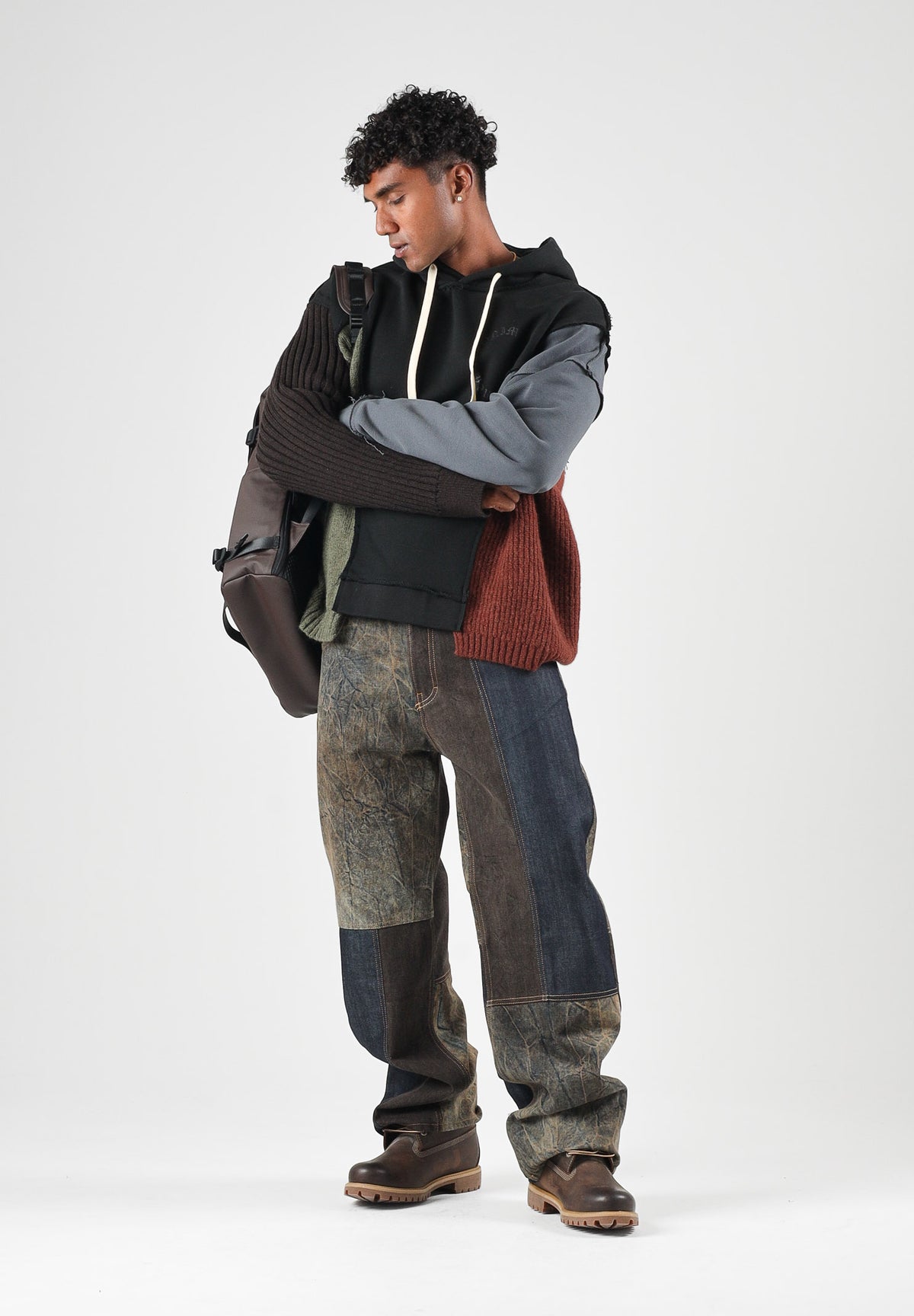 I'M BRIAN Jeans PATCHWORK BAGGY blu denim per uomo con inserti patchwork in lavaggi differenti. JASON1526 LAV1526 I'M BRIAN