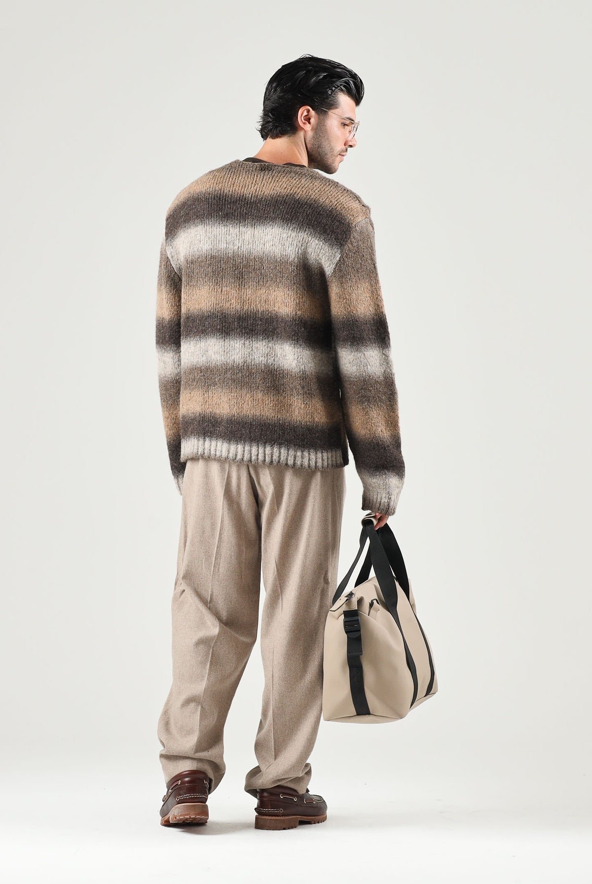 I'M BRIAN Cardigan lungo moro-marrone da uomo con lavorazione sfumata e bottoni. MA3804 020 I'M BRIAN