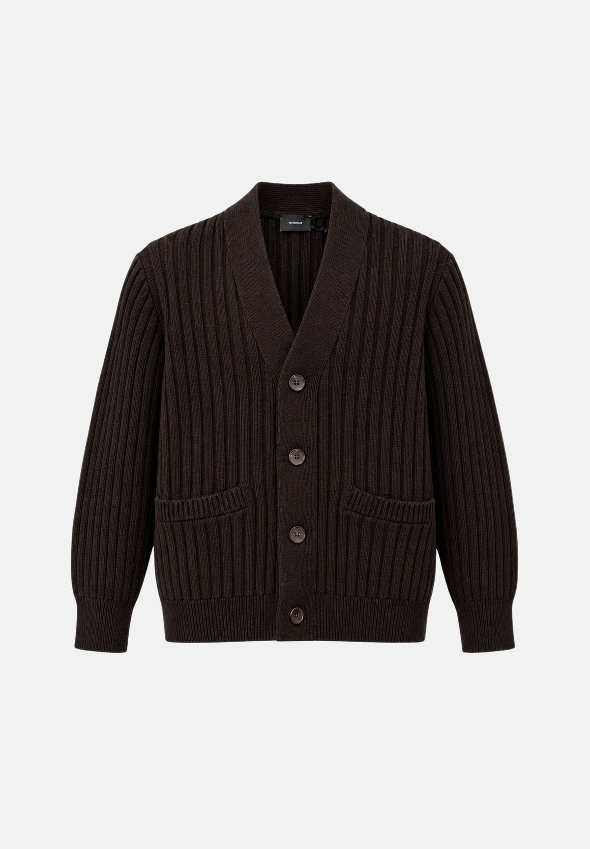 I'M BRIAN Cardigan in maglia a coste moro marrone da uomo MA3807 020 I'M BRIAN
