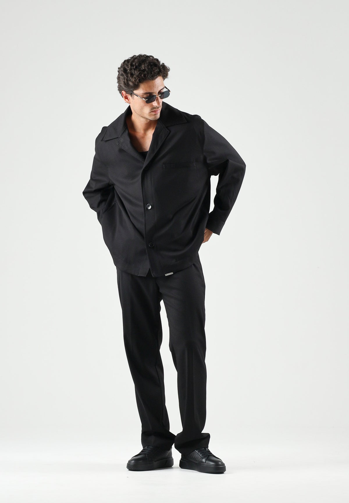 I'M BRIAN Pantaloni eleganti CARGO neri da uomo con tasche applicate. PA3886 009 I'M BRIAN