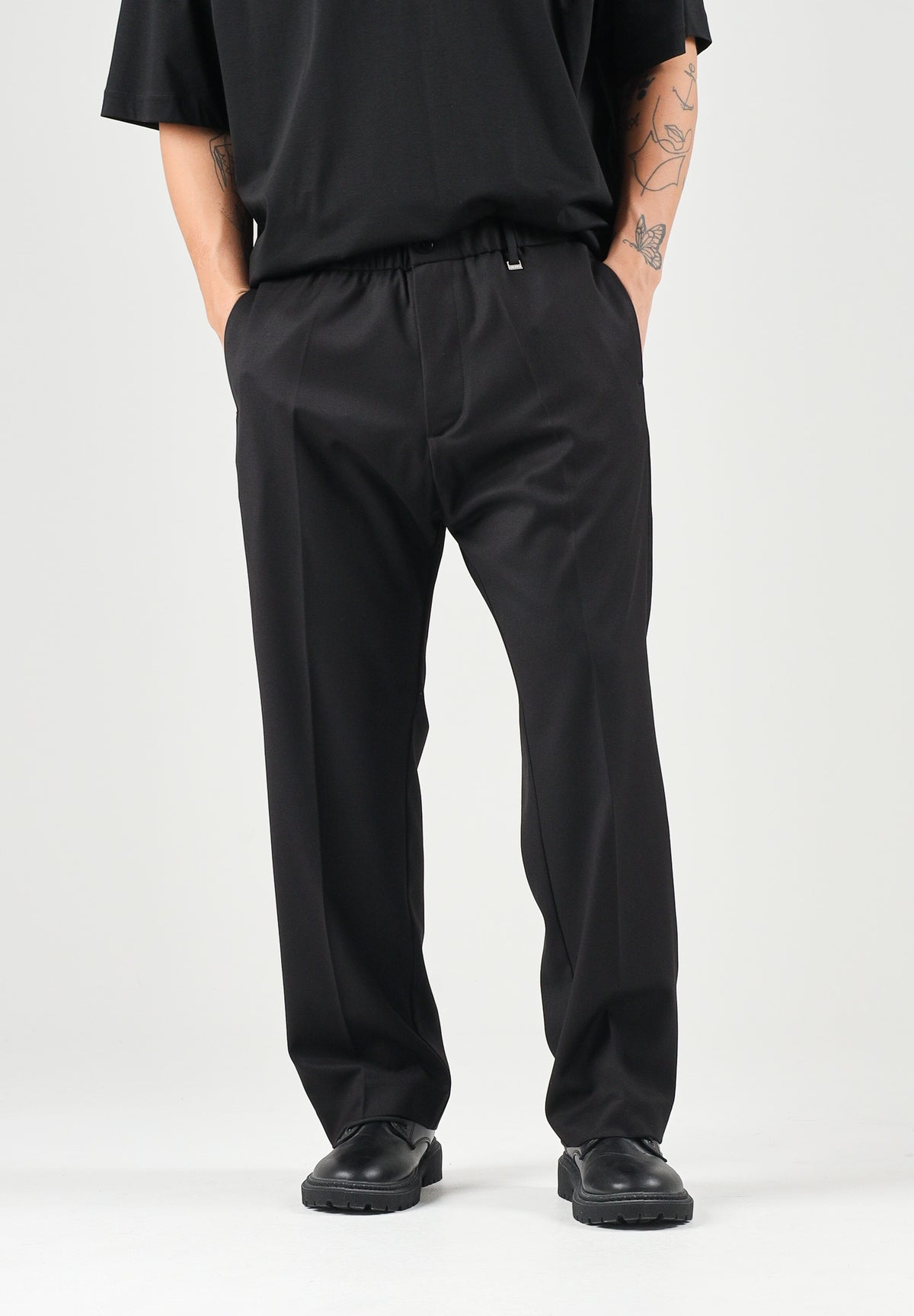 I'M BRIAN Pantaloni neri per uomo con vita elasticizzata e coulisse. PA3889 009 I'M BRIAN