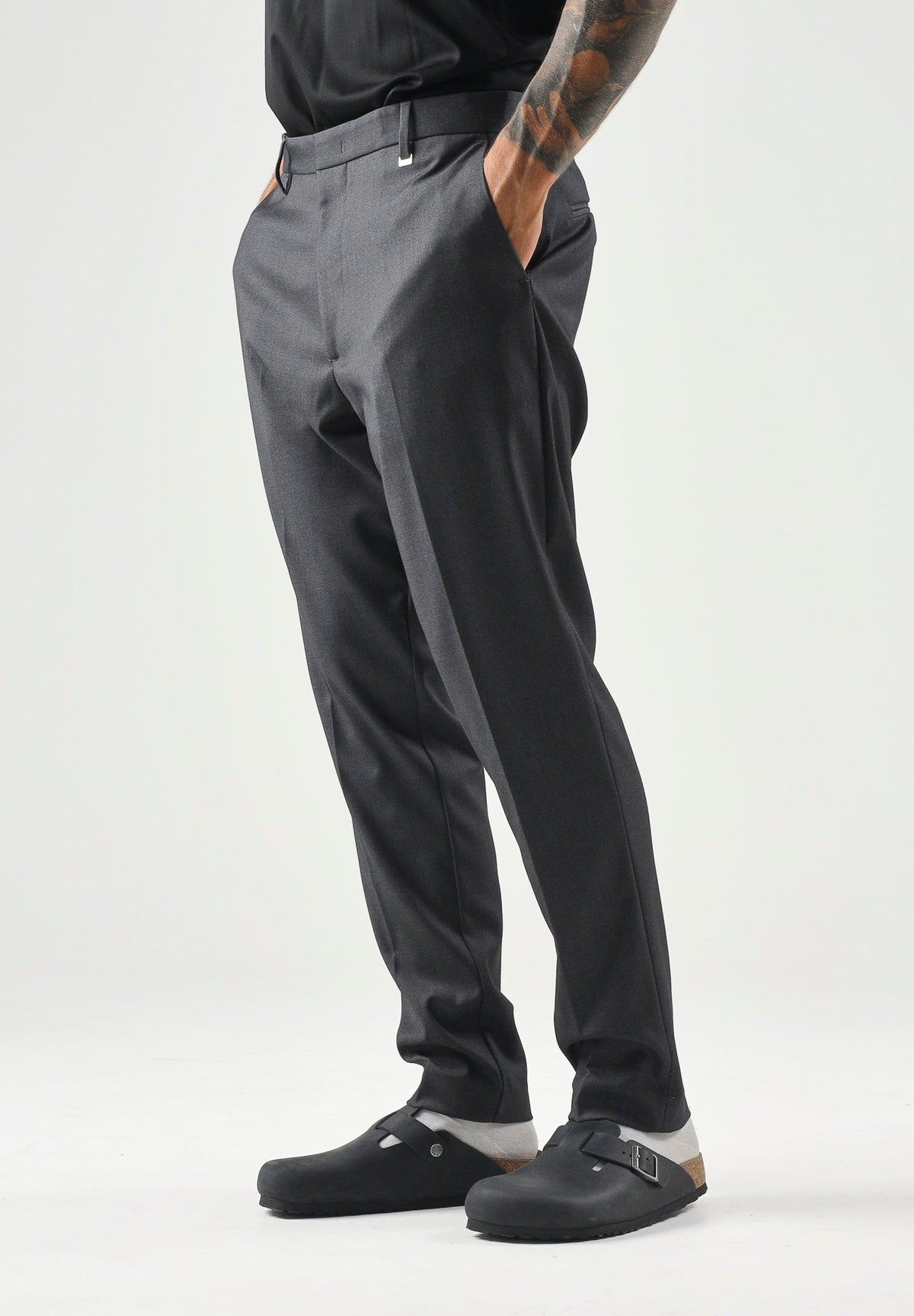 I'M BRIAN Pantalone elegante grigio per uomo con passanti per cintura e taglio sartoriale. PA3893 008 I'M BRIAN