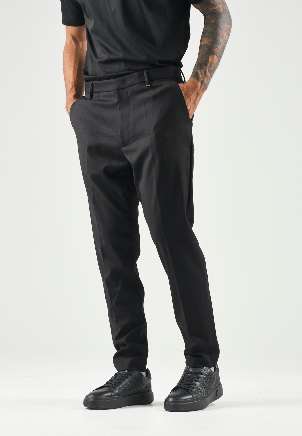I'M BRIAN Pantalone elegante nero per uomo con passanti per cintura e taglio sartoriale. PA3893 009 I'M BRIAN