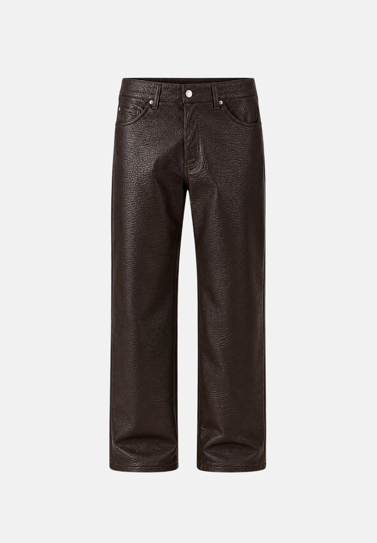 I'M BRIAN Pantaloni in eco-pelle moro-marrone da uomo con chiusura frontale PA3902 020 I'M BRIAN