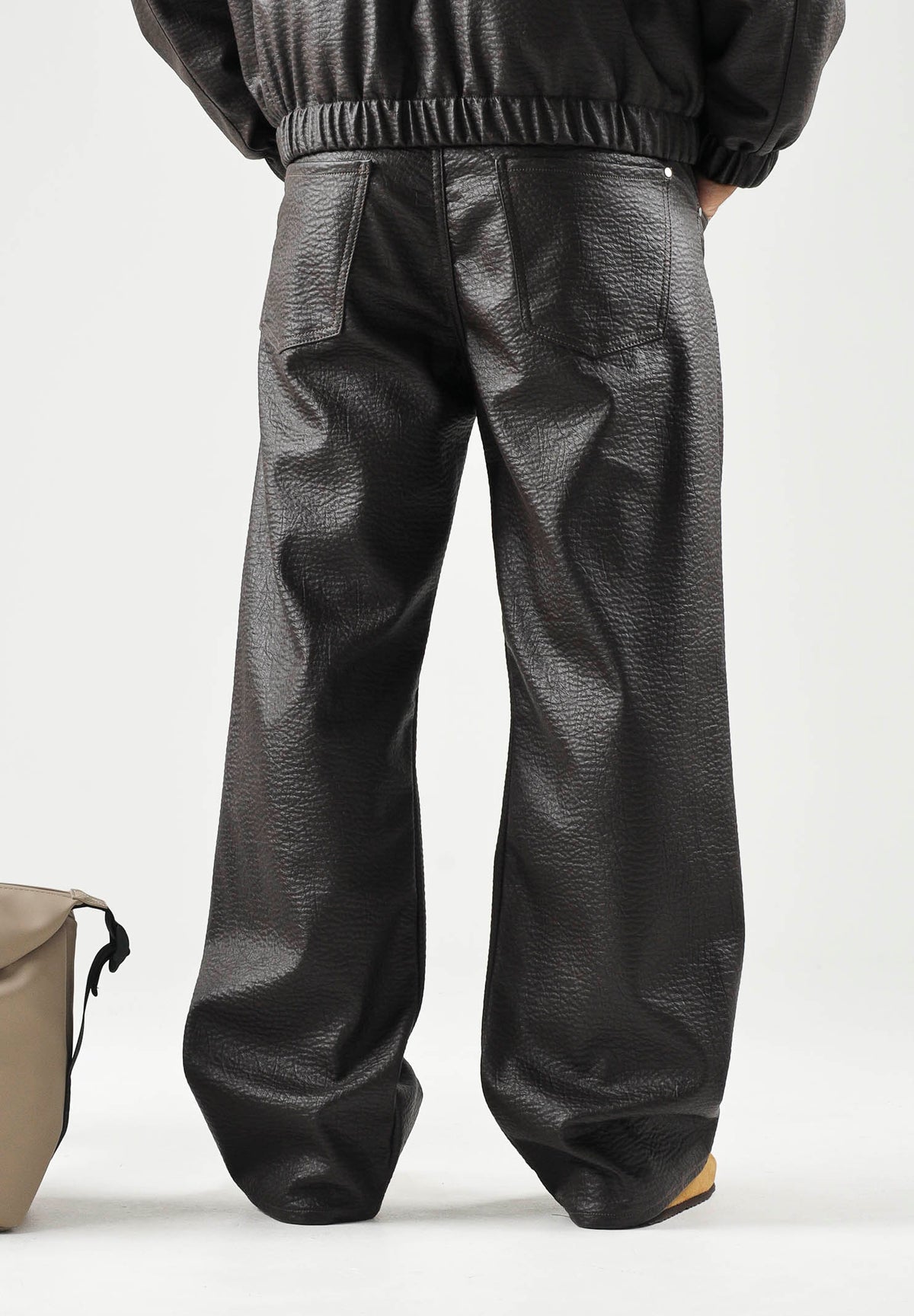 I'M BRIAN Pantaloni in pelle moro-marrone da uomo con chiusura frontale PA3902 020 I'M BRIAN