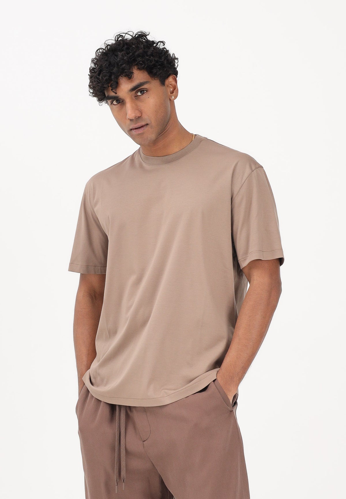 I'M BRIAN T-shirt a manica corta marrone da uomo TS3742 TA I'M BRIAN