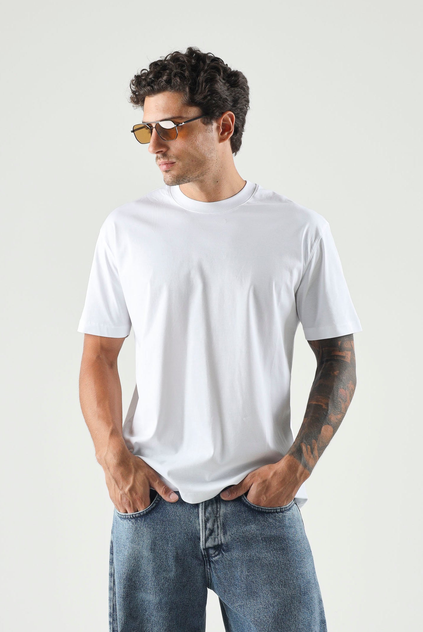 I'M BRIAN T-shirt girocollo bianca da uomo a tinta unita TS3930 002 I'M BRIAN