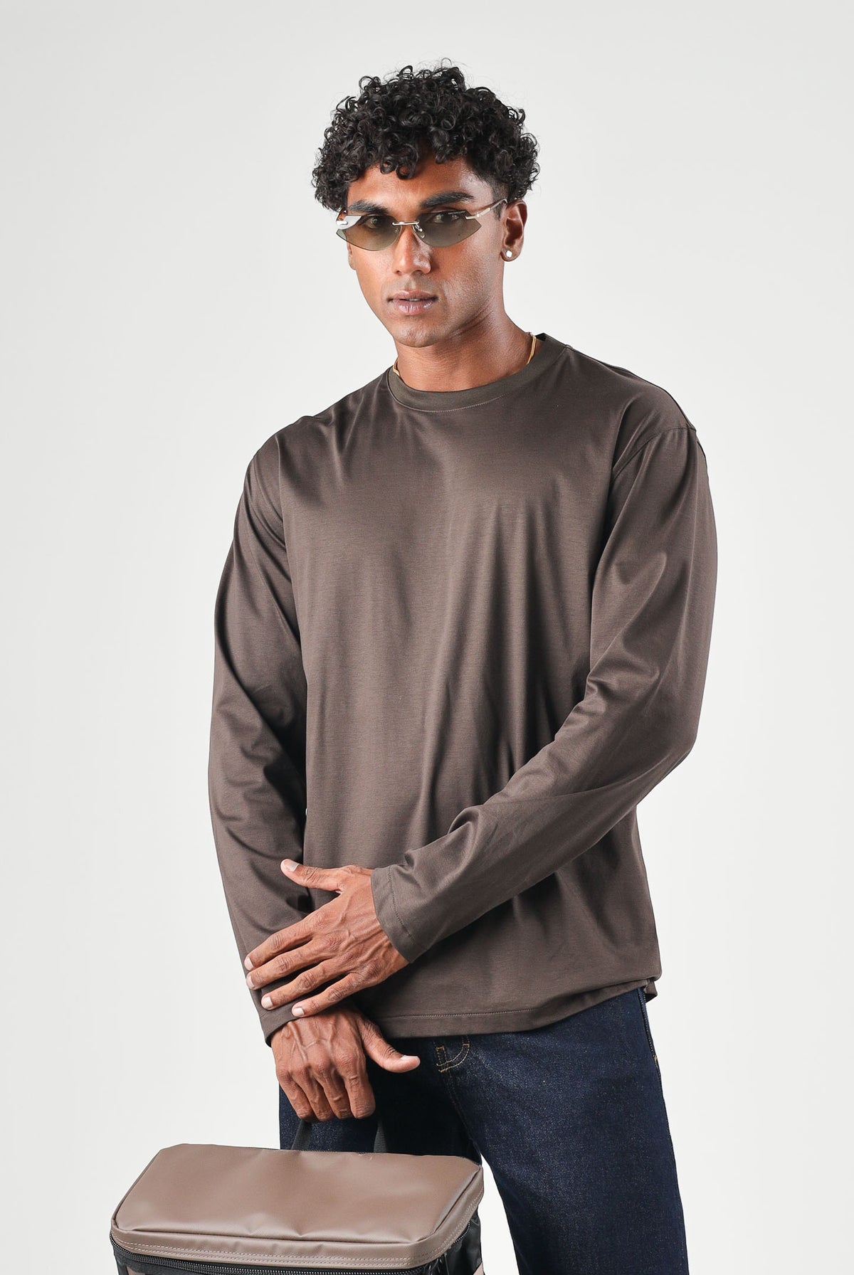 I'M BRIAN T-shirt manica lunga moro per uomo con design essenziale e vestibilità comoda. TS3932 020 I'M BRIAN