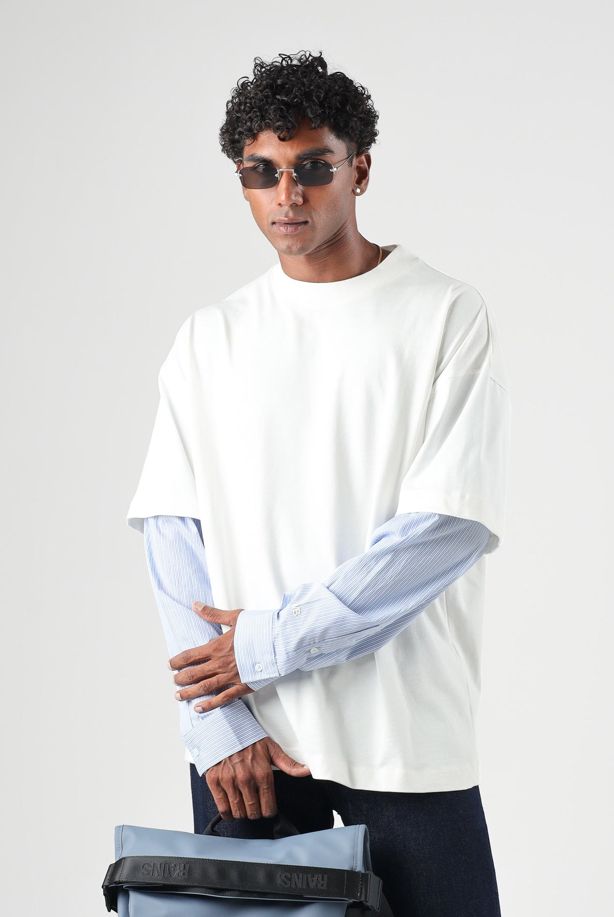 I'M BRIAN T-shirt manica lunga off white-bianca per uomo con design a contrasto bicolore e maniche lunghe dal taglio moderno TS3936 OFF I'M BRIAN