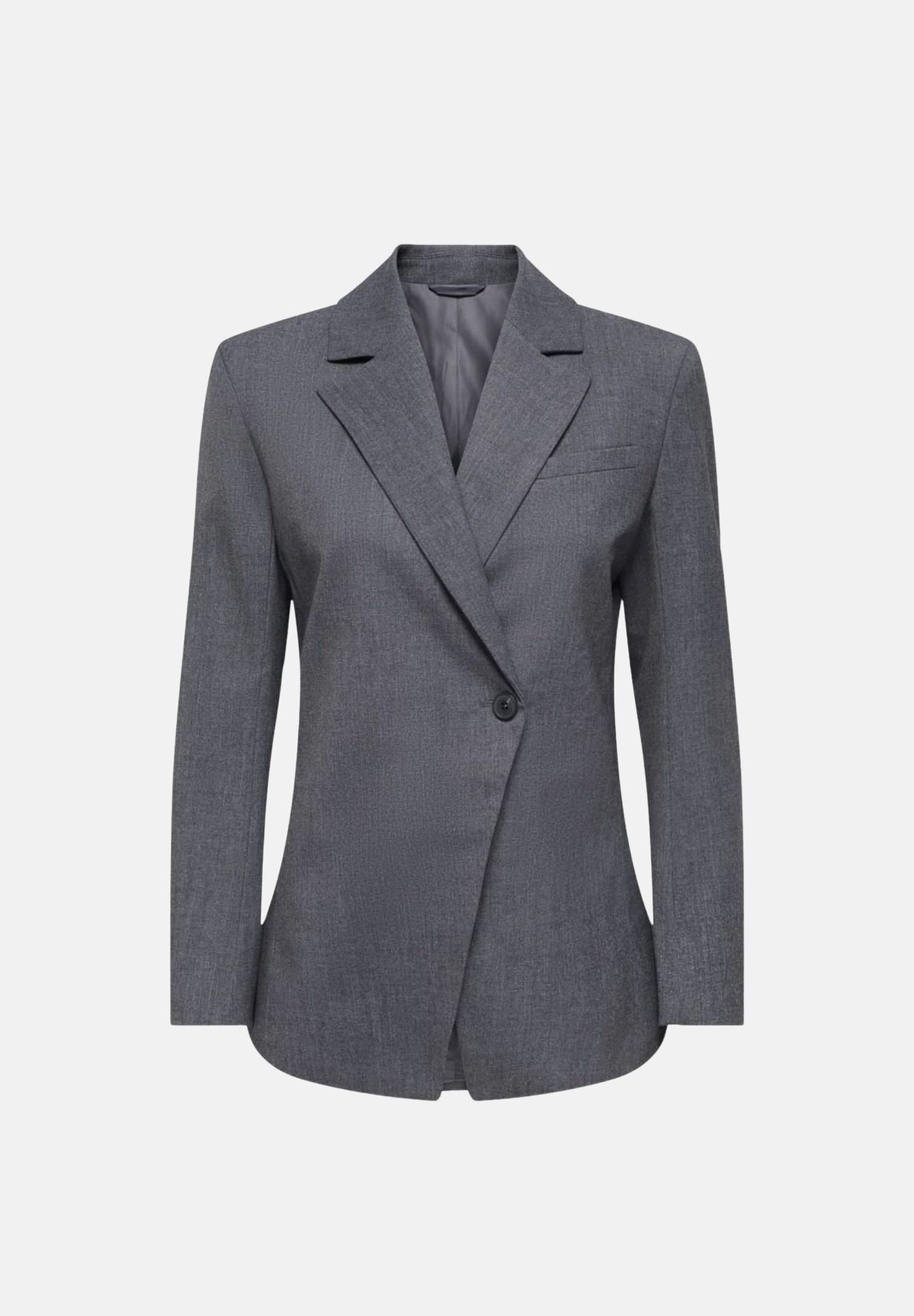 JDY Giacca monopetto grigio da donna con collo a rever e abbottonatura asimmetrica 15371417 DAGR JDY