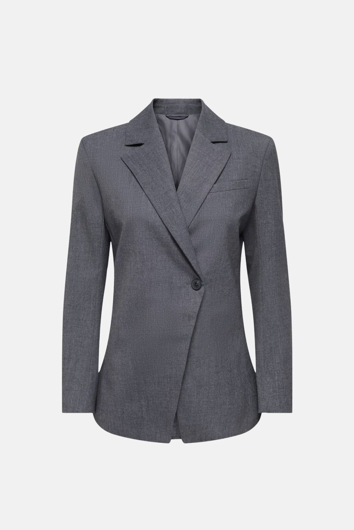 JDY Giacca monopetto grigio da donna con collo a rever e abbottonatura asimmetrica 15371417 DAGR JDY