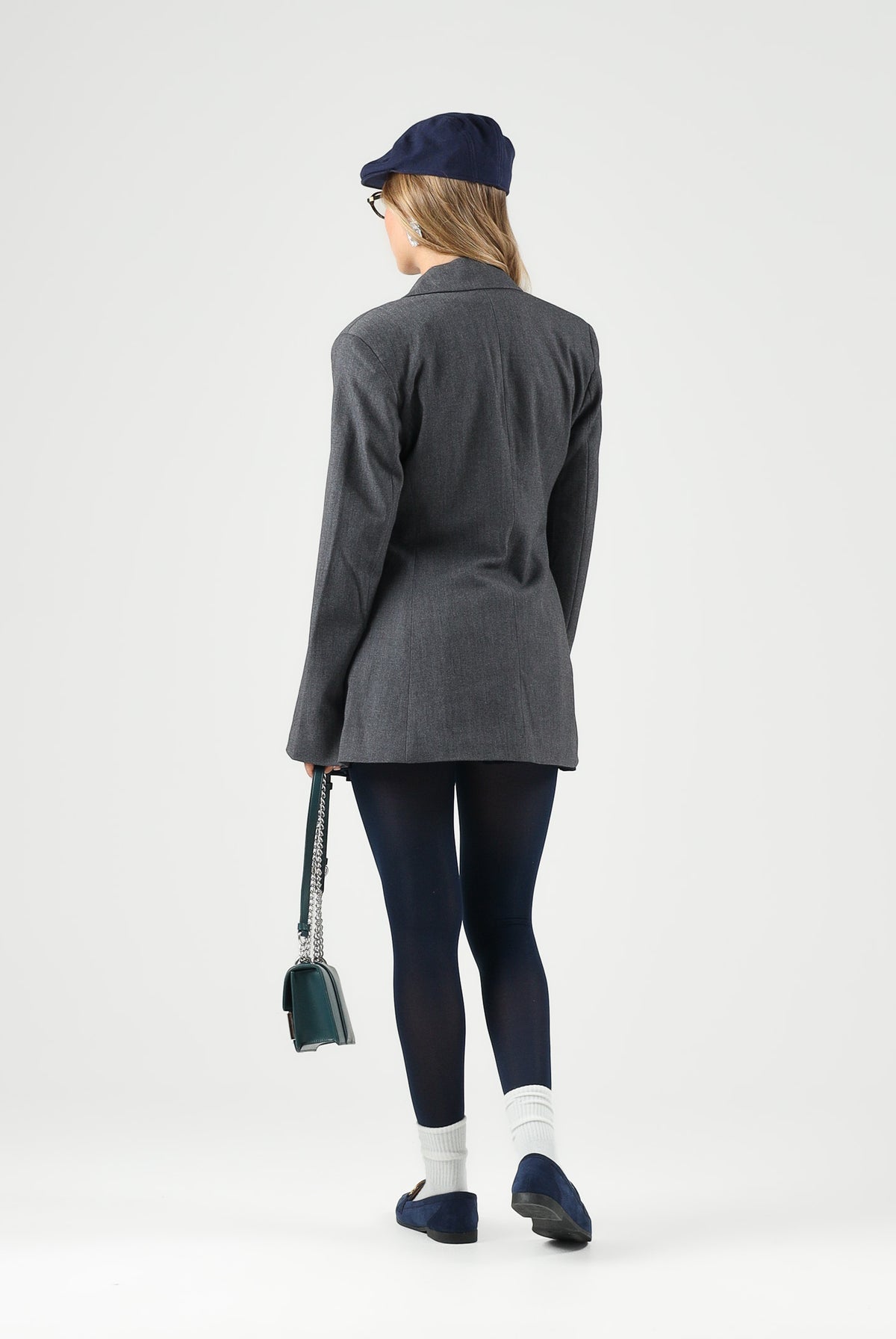 JDY Giacca monopetto grigio da donna con collo a rever e abbottonatura asimmetrica 15371417 DAGR JDY