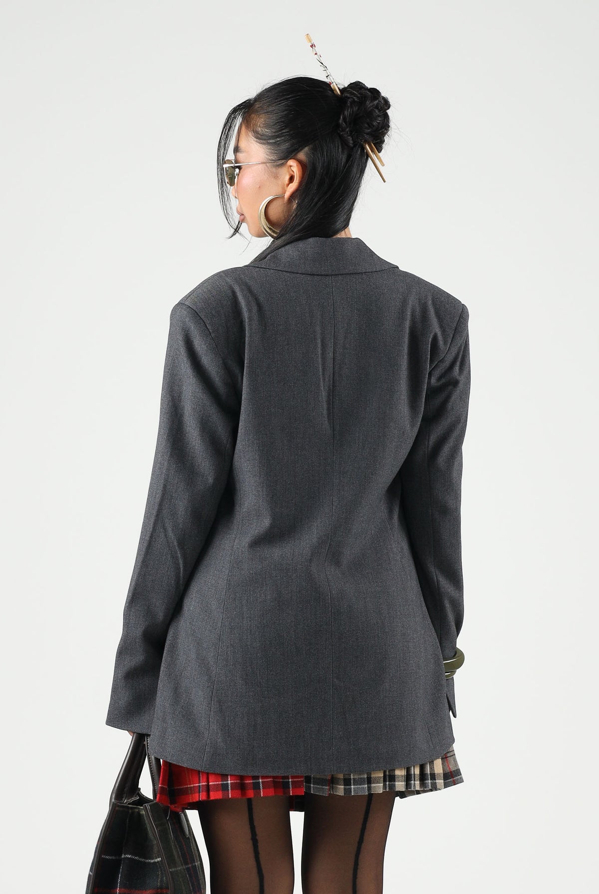 JDY Giacca monopetto grigio da donna con collo a rever e abbottonatura asimmetrica 15371417 DAGR JDY