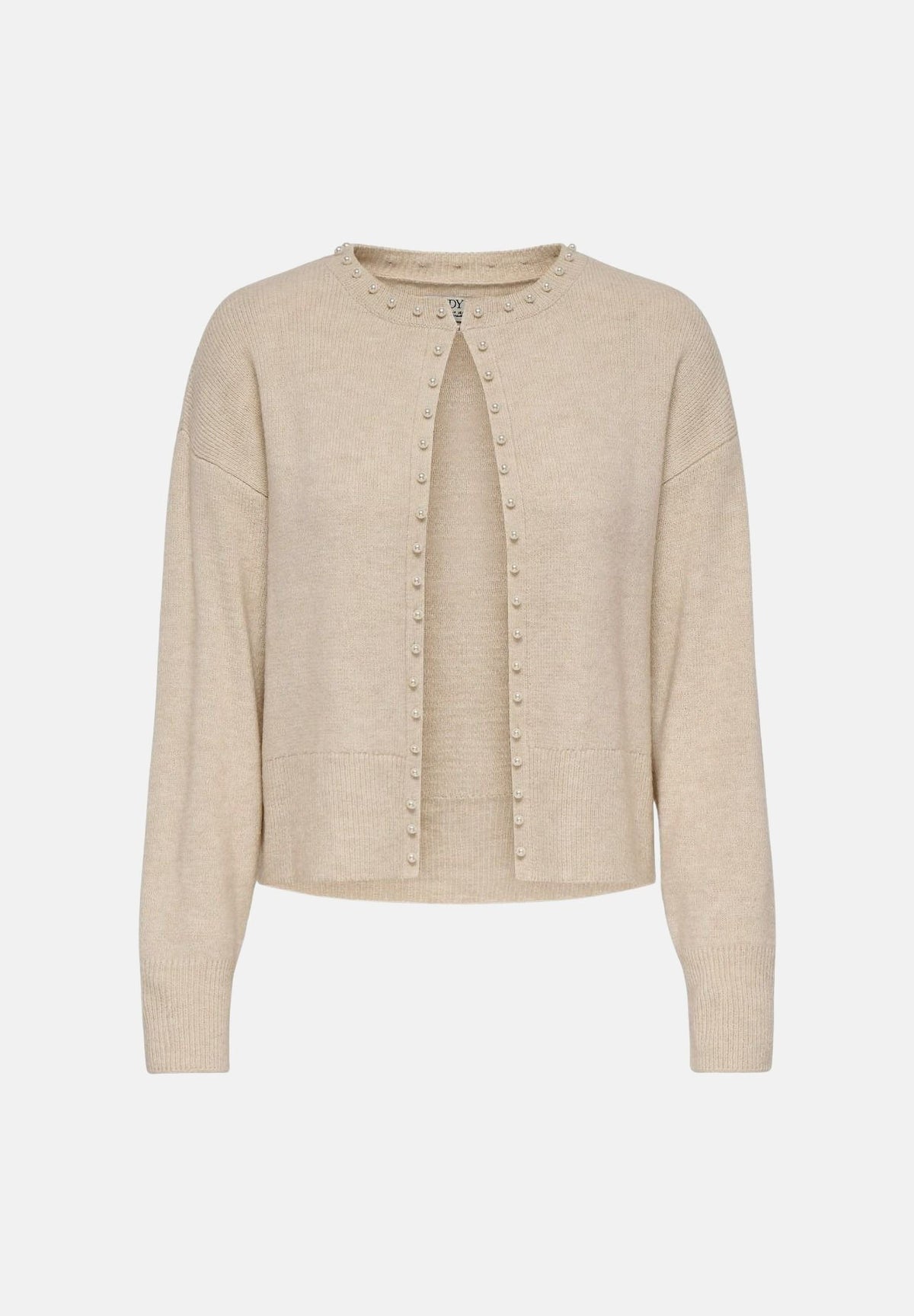 JDY Cardigan beige da donna con bottoni frontali a contrasto e scollo rotondo 15376584 SA JDY