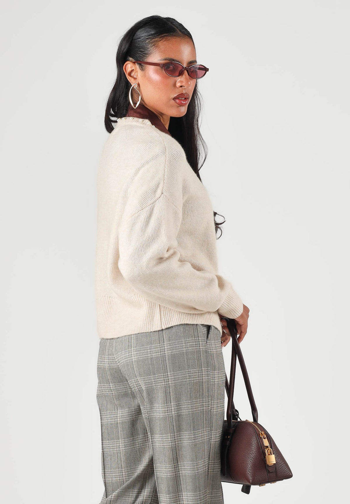 JDY Cardigan beige da donna con bottoni frontali a contrasto e scollo rotondo 15376584 SA JDY