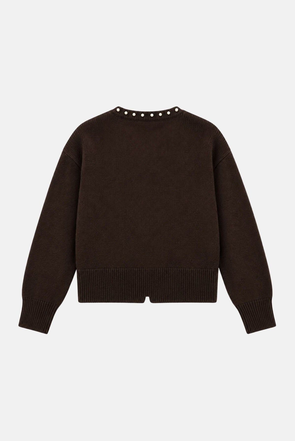JDY Cardigan corto JDYEMMALI marrone per donna con profili perlati a contrasto e girocollo. 15376584 COBE JDY