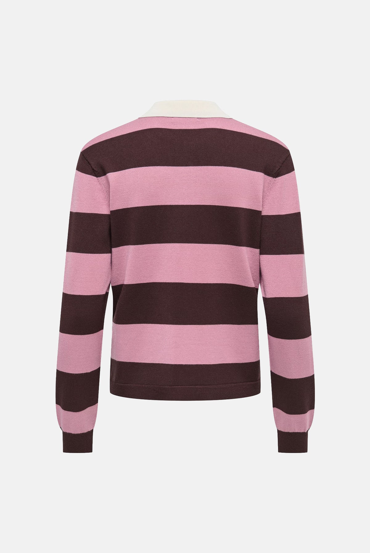 JDY Polo manica lunga a righe chicory coffee-rosa e marrone per donna con colletto e bottoni. 15376603 CHCO JDY