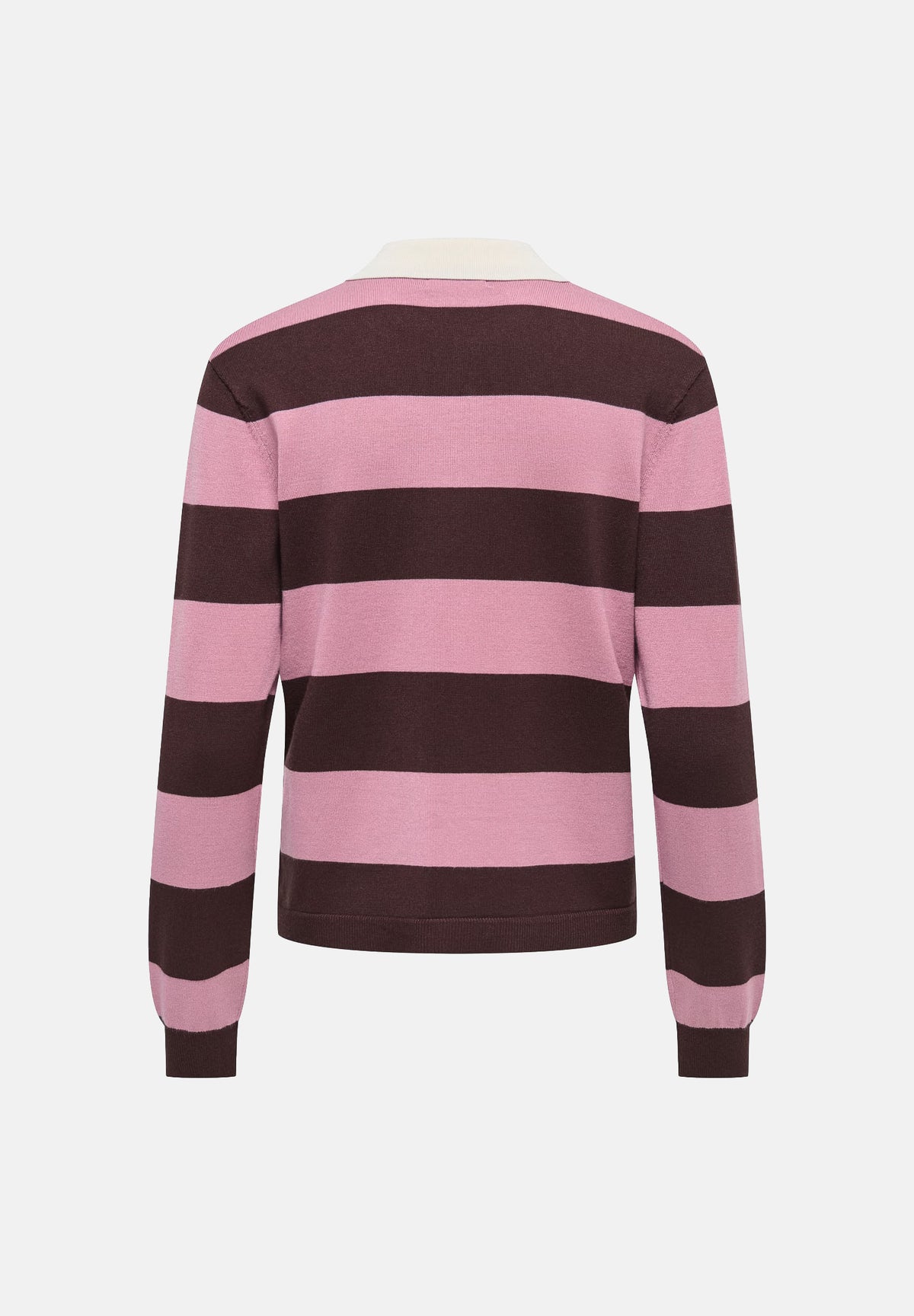 JDY Polo manica lunga a righe chicory coffee-rosa e marrone per donna con colletto e bottoni. 15376603 CHCO JDY