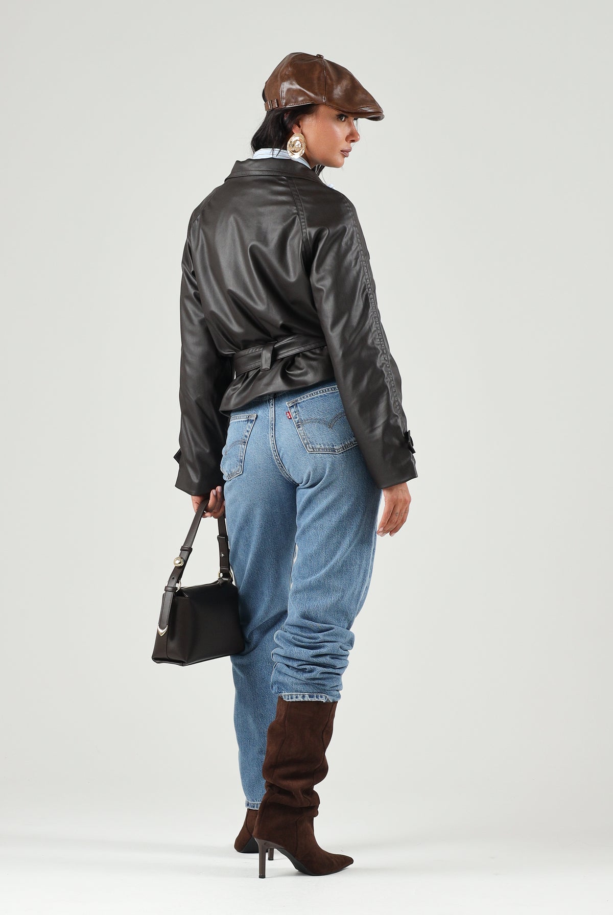 JDY Giacca in pelle JDYFAITH FAUX LEATHER chocolate torte-marrone scuro per donna con chiusura doppiopetto 15376704 CHTO JDY