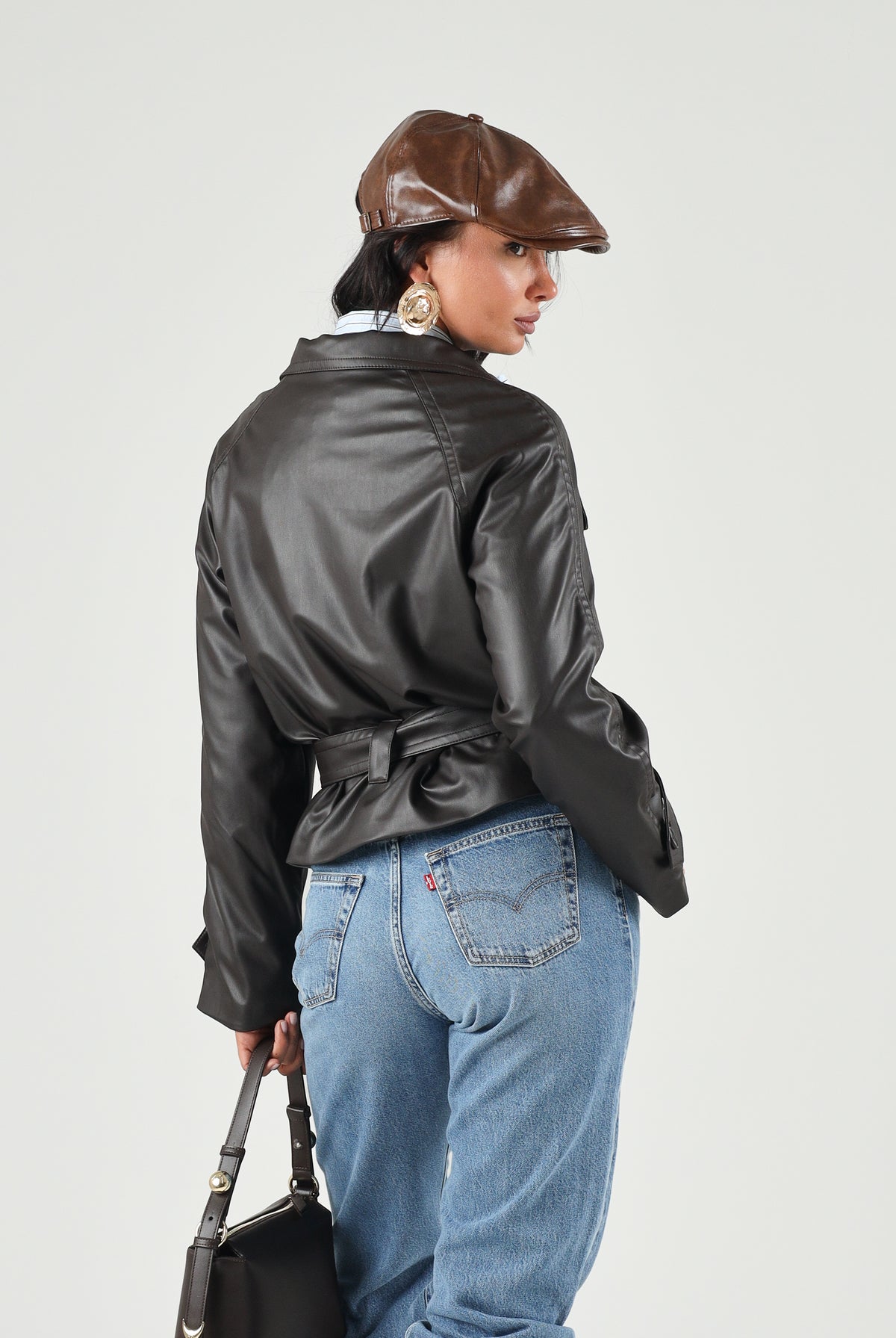 JDY Giacca in pelle JDYFAITH FAUX LEATHER chocolate torte-marrone scuro per donna con chiusura doppiopetto 15376704 CHTO JDY
