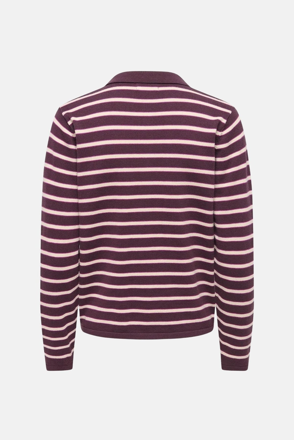 JDY Polo manica lunga JDYINA bordeaux e beige per donna con motivo a righe orizzontali 15379717 SA JDY