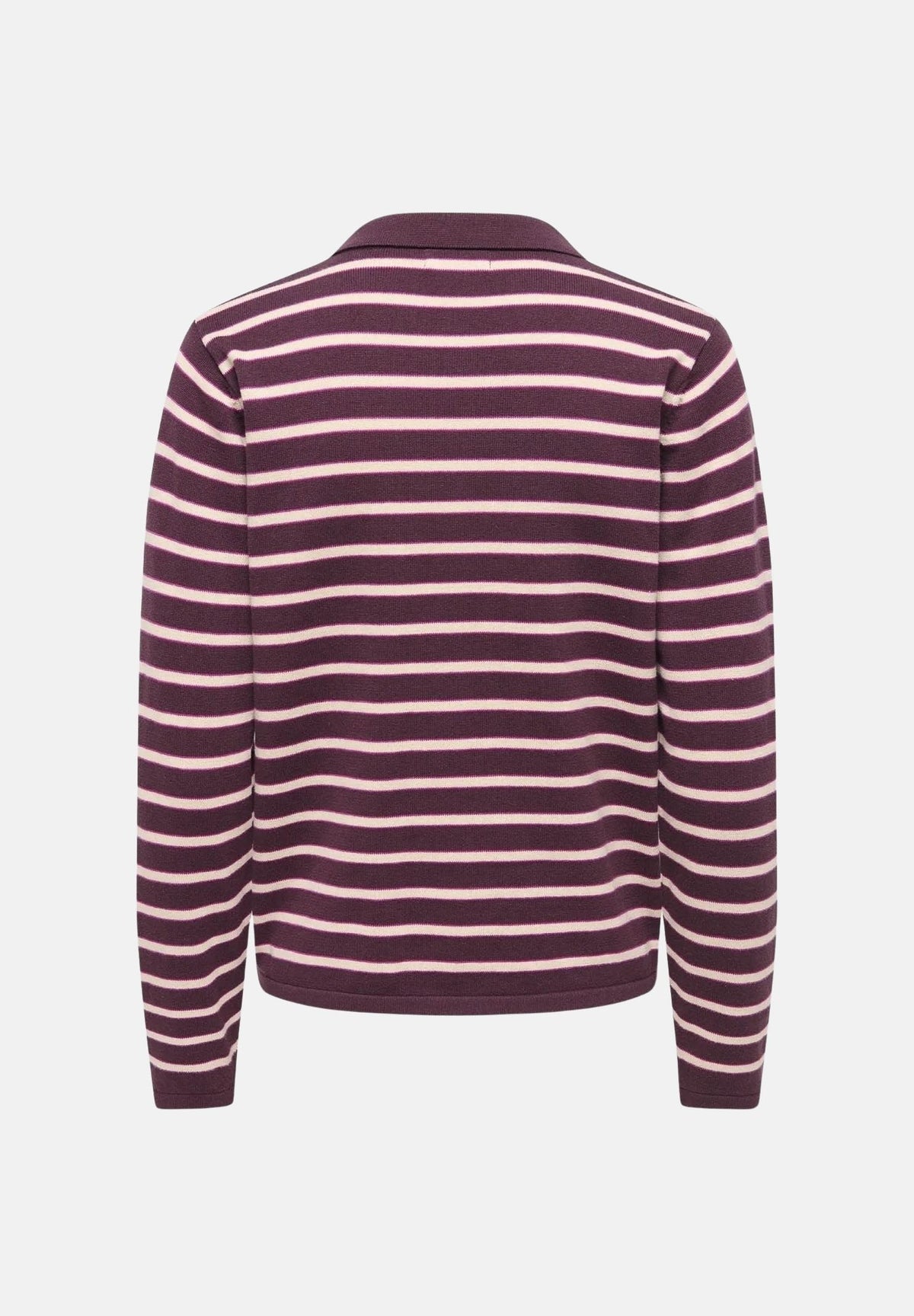 JDY Polo manica lunga JDYINA bordeaux e beige per donna con motivo a righe orizzontali 15379717 SA JDY