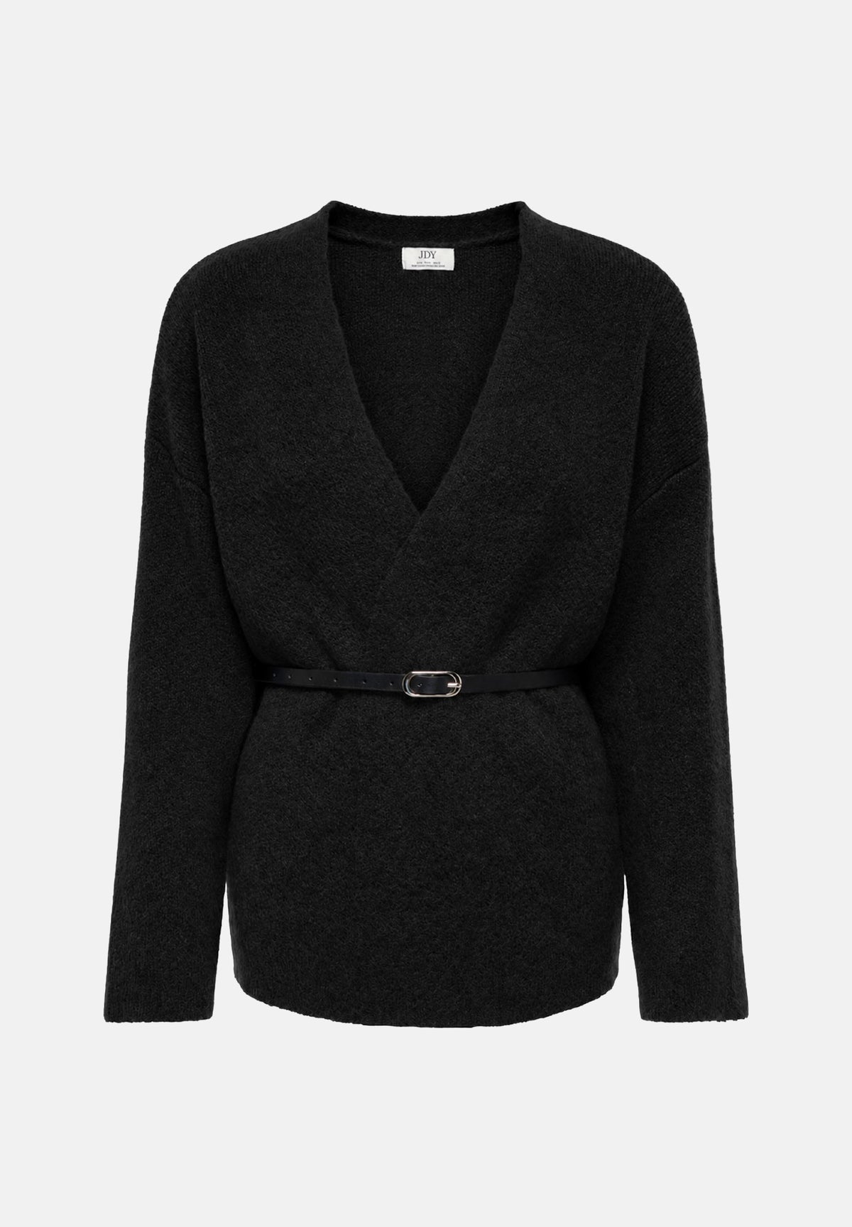 JDY Cardigan JDYWENDI in maglia nera da donna con chiusura a portafoglio 15379775 BL JDY