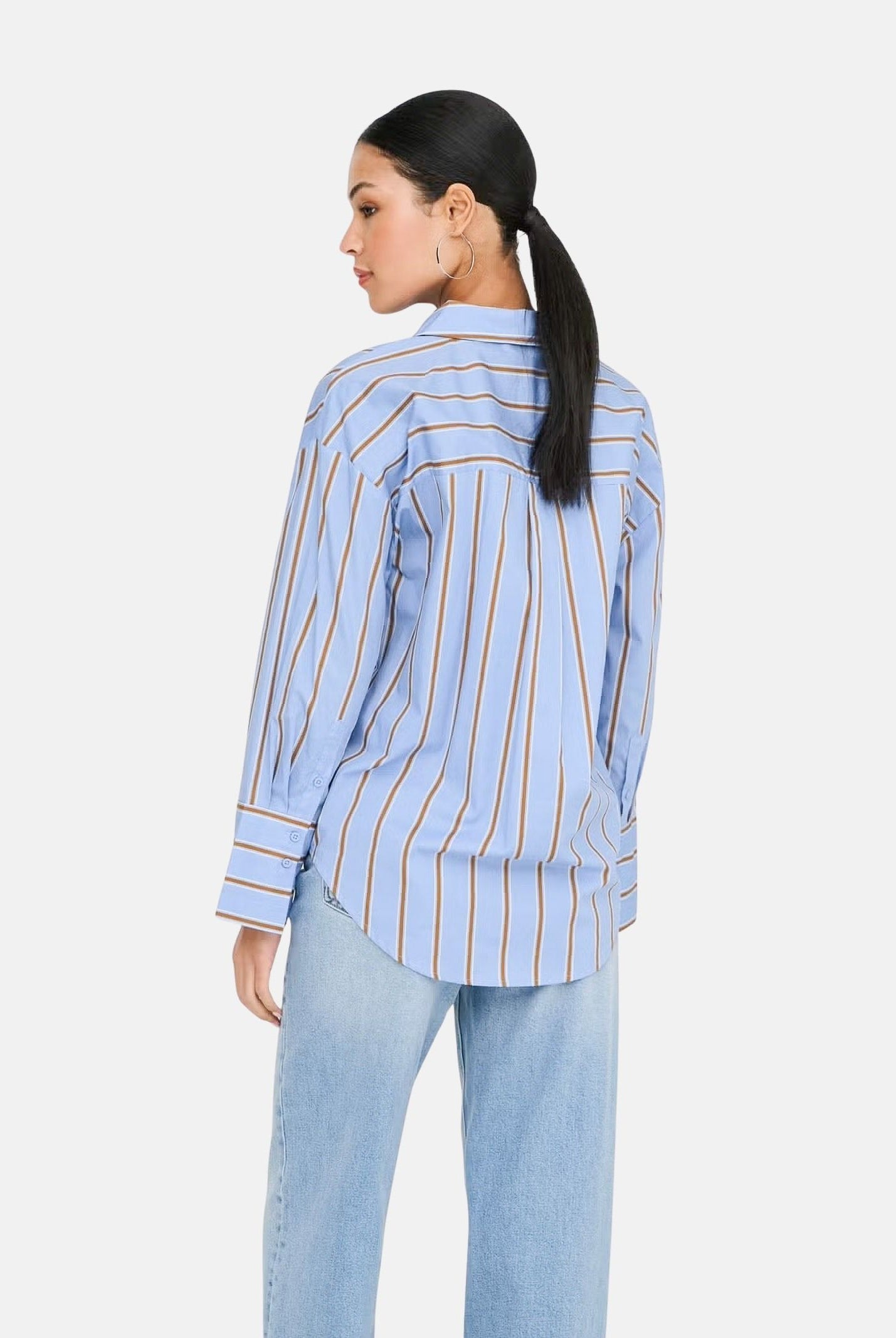 JDY Camicia JDYSERENA blue azzurro da donna con fantasia a righe verticali multicolore<BR/> 15380444 BEAI JDY