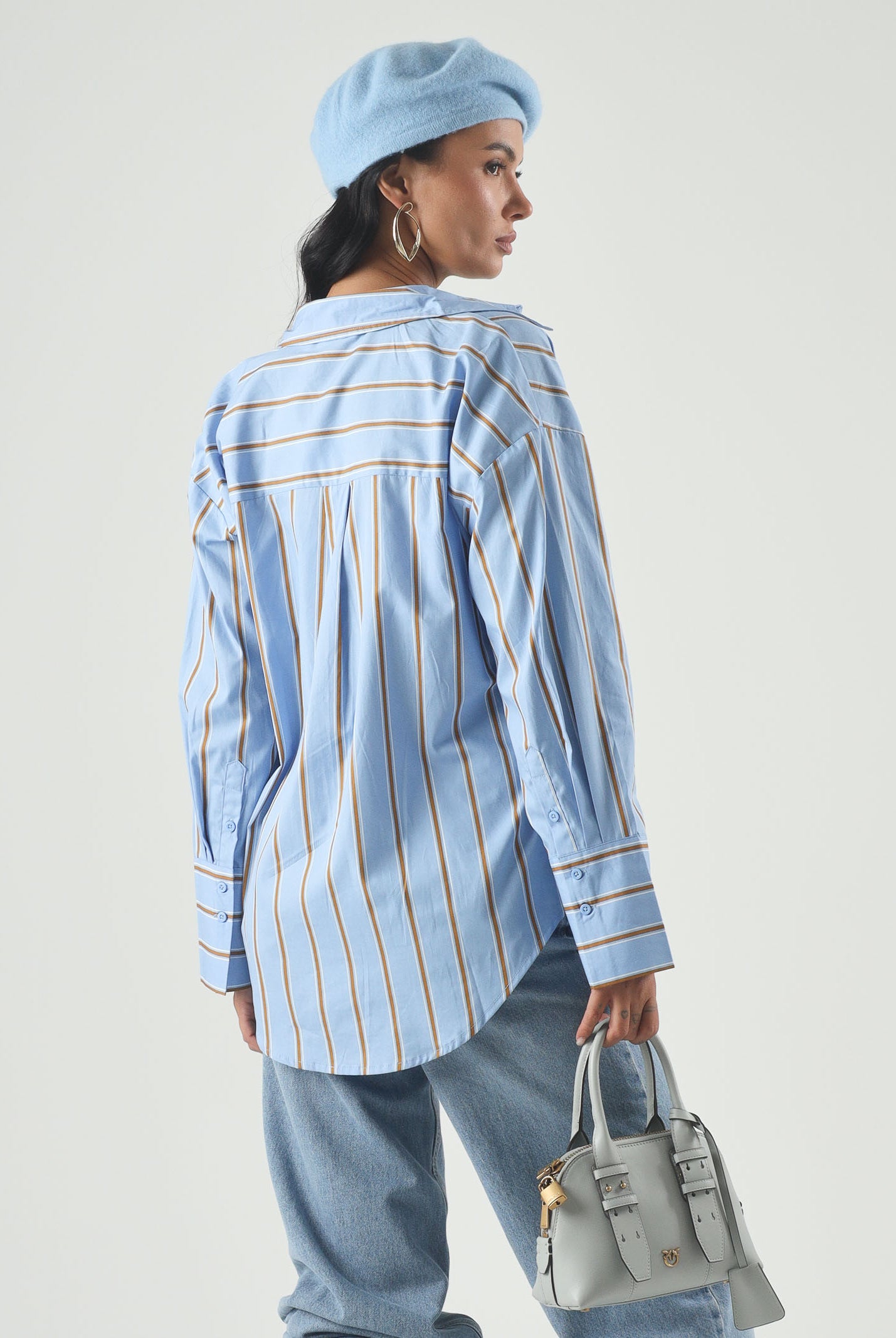 JDY Camicia JDYSERENA blue azzurro da donna con fantasia a righe verticali multicolore<BR/> 15380444 BEAI JDY