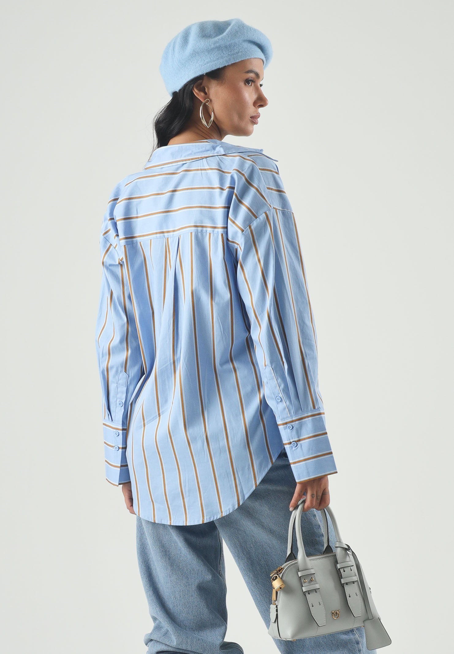 JDY Camicia JDYSERENA blue azzurro da donna con fantasia a righe verticali multicolore<BR/> 15380444 BEAI JDY