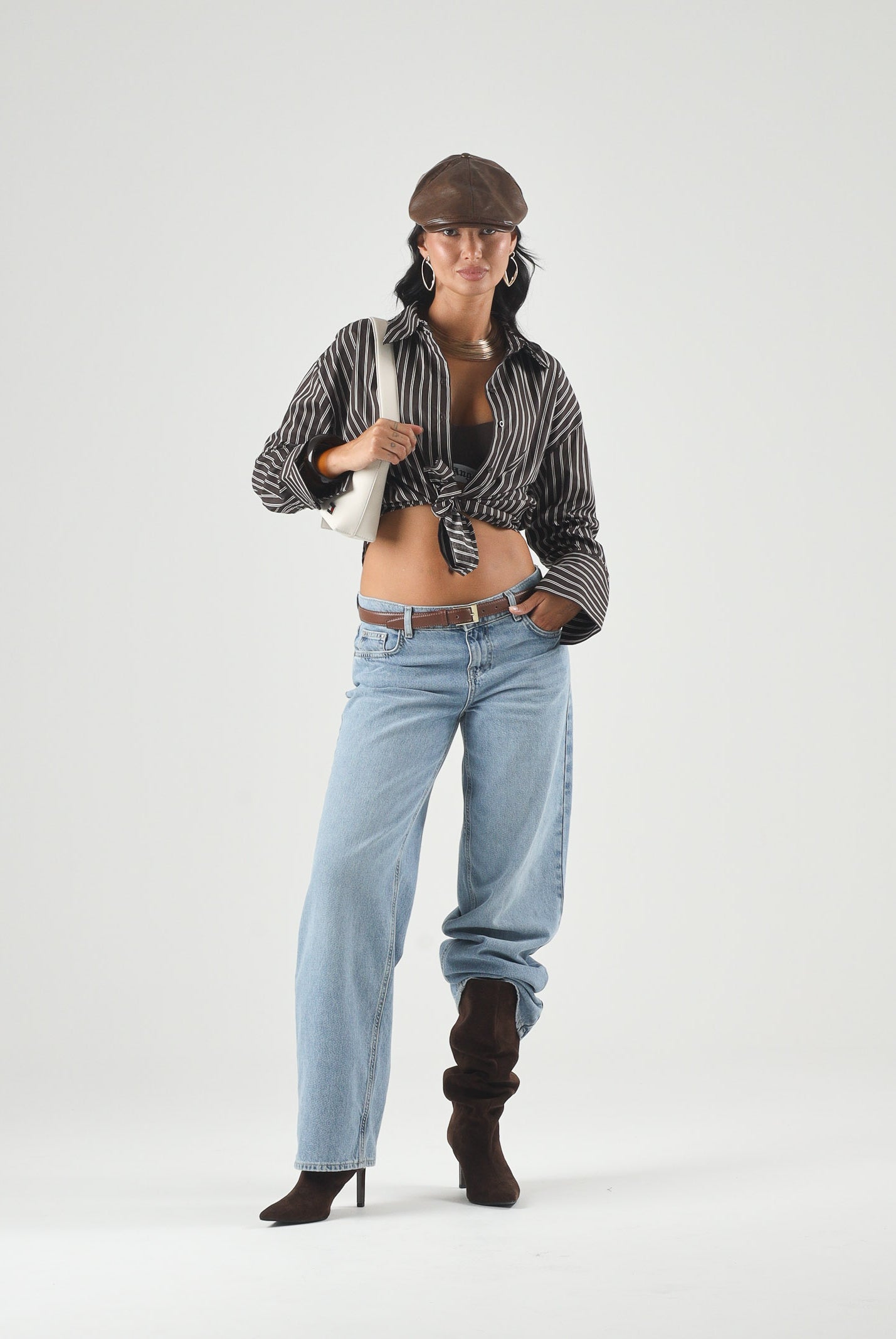 JDY Camicia JDYSERENA Chocolate Torte R marrone scuro da donna con fantasia a righe verticali multicolore. 15380444 CHTO JDY