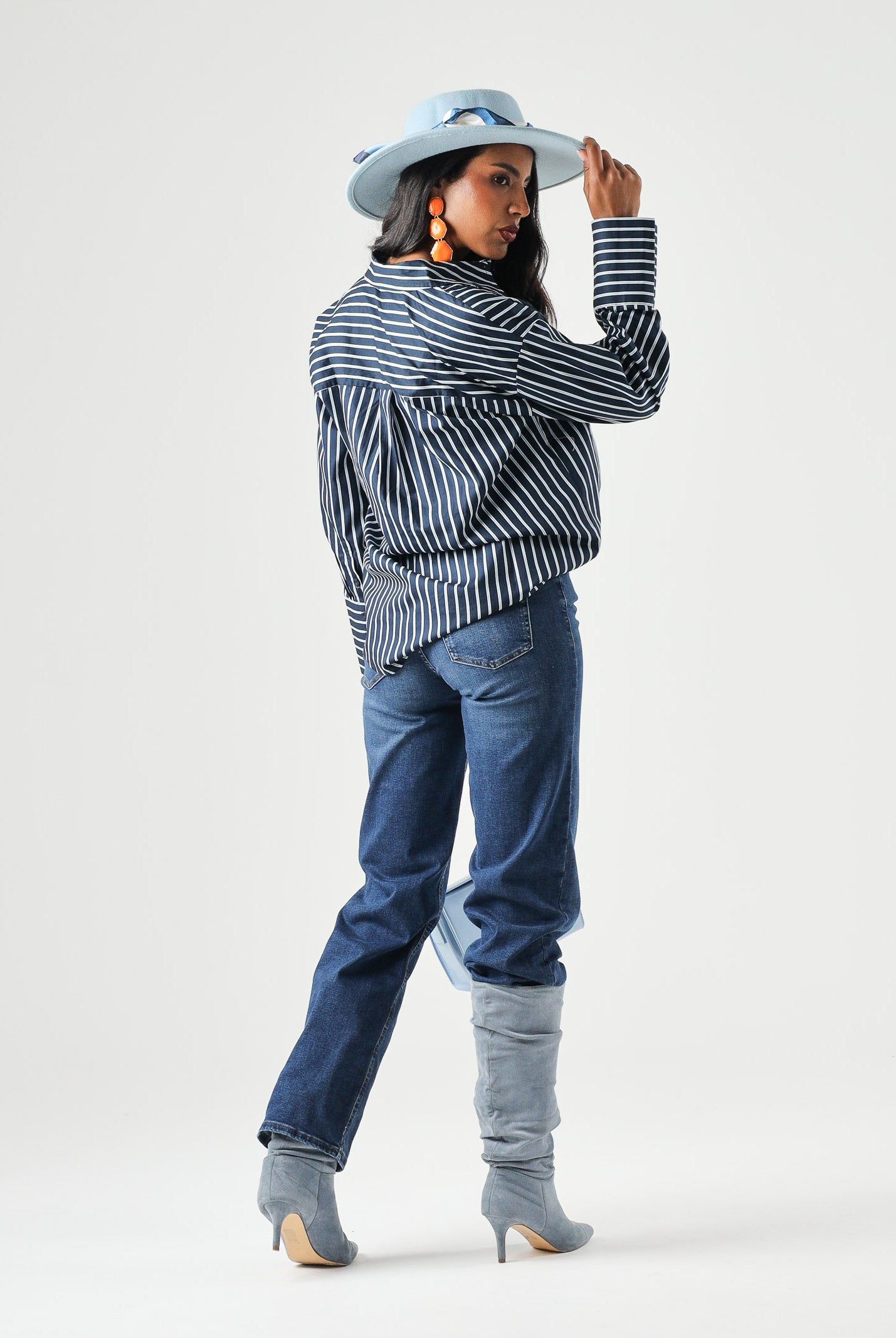 JDY Camicia JDYSERENA Navy Blazer SOFT blu da donna con fantasia a righe verticali multicolore. 15380444 NABL JDY