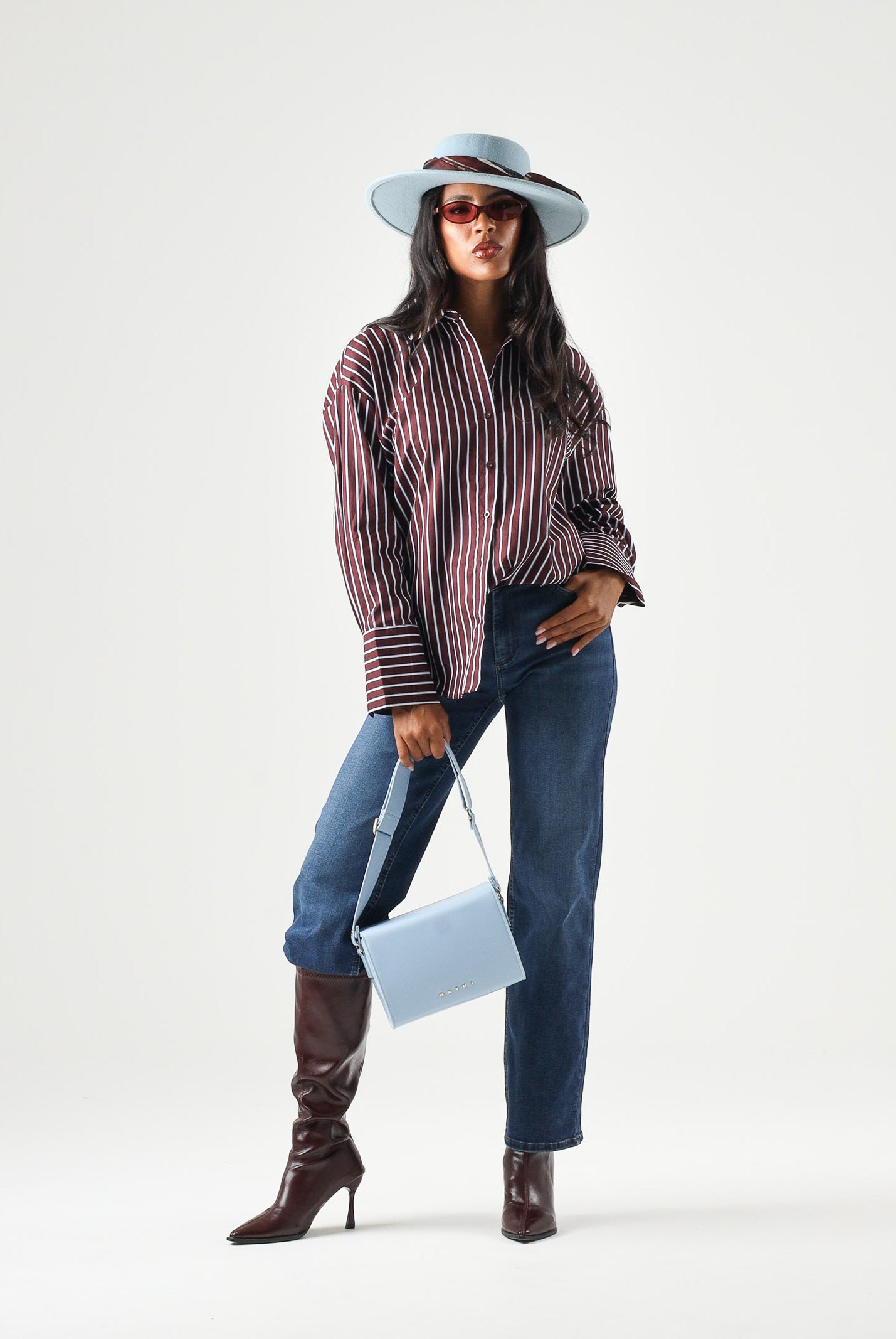 JDY Camicia JDYSERENA Port Royale, bordeaux, da donna con fantasia a righe verticali 15380444 PO JDY