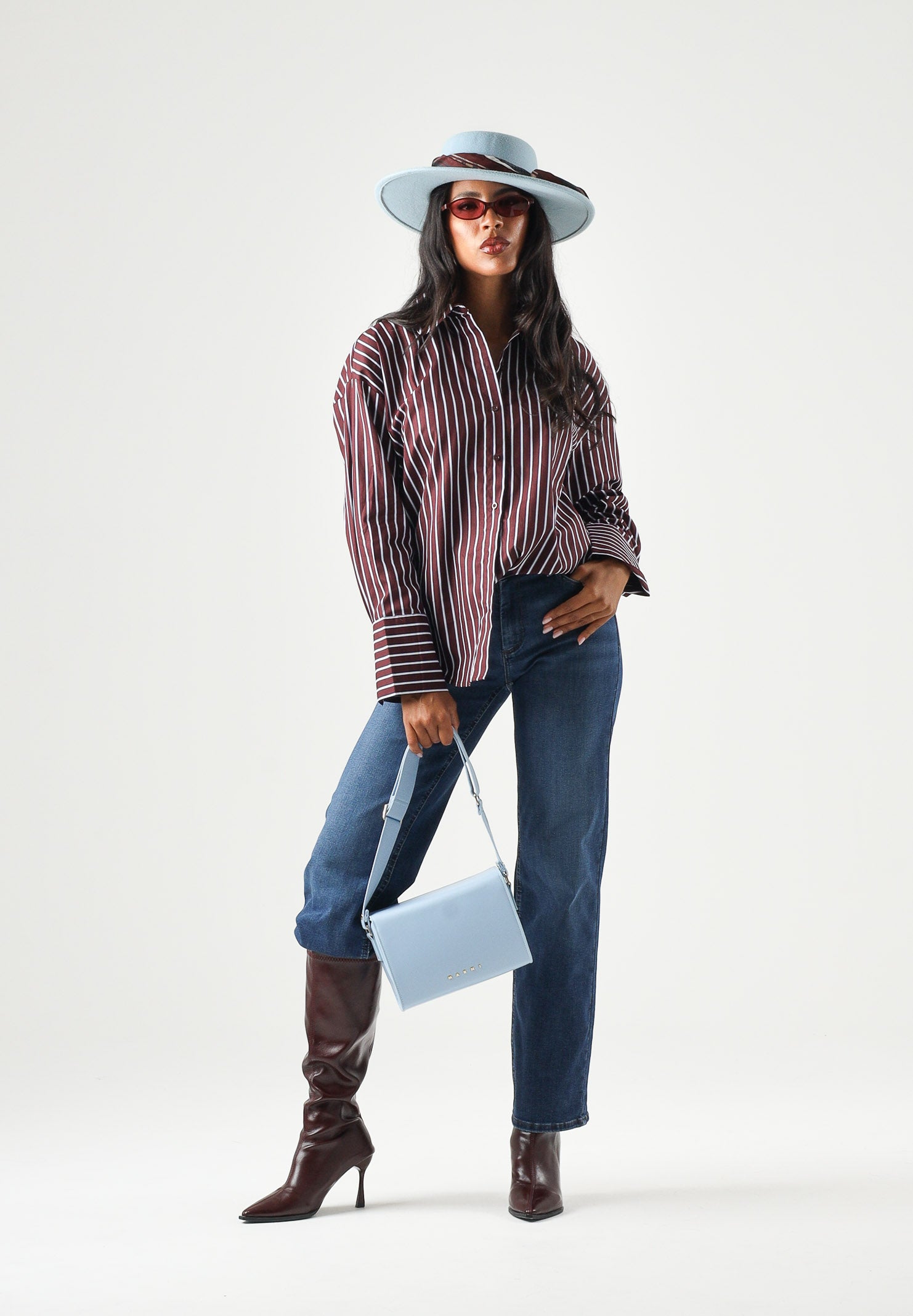 JDY Camicia JDYSERENA Port Royale, bordeaux, da donna con fantasia a righe verticali 15380444 PO JDY