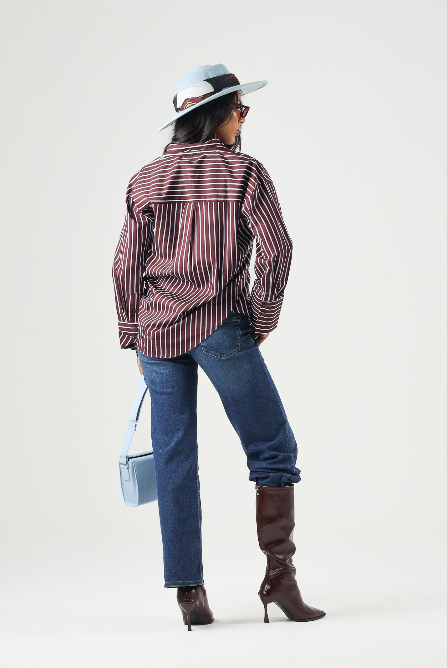 JDY Camicia JDYSERENA Port Royale, bordeaux, da donna con fantasia a righe verticali 15380444 PO JDY