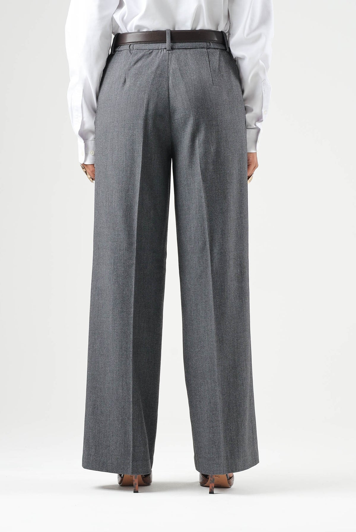JDY Pantaloni JDYVALERIE grigi per donna con vita alta e gamba ampia 15380493 DAGR JDY