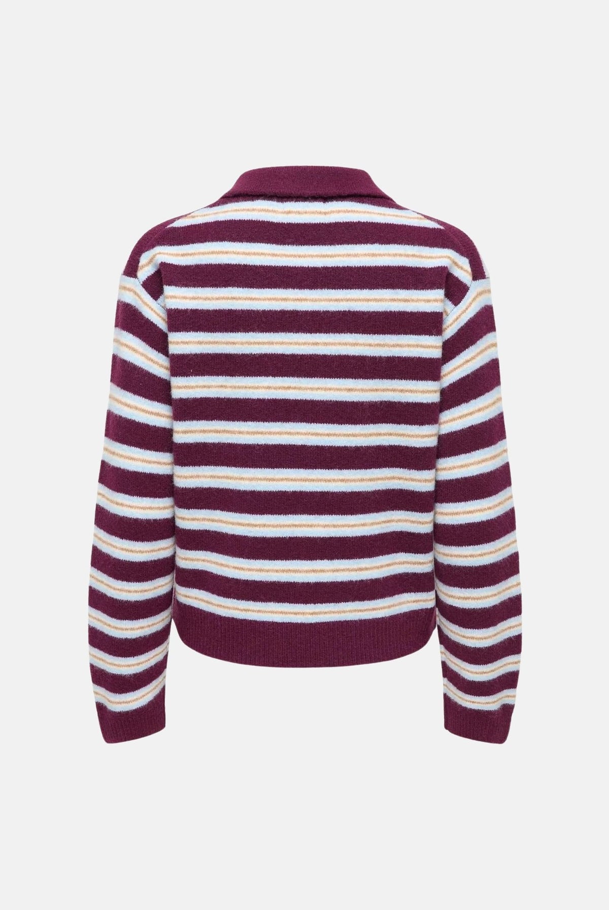 JDY Polo manica lunga JDYCHLOE bordeaux e bianco per donna con motivo a righe 15381529 FI JDY