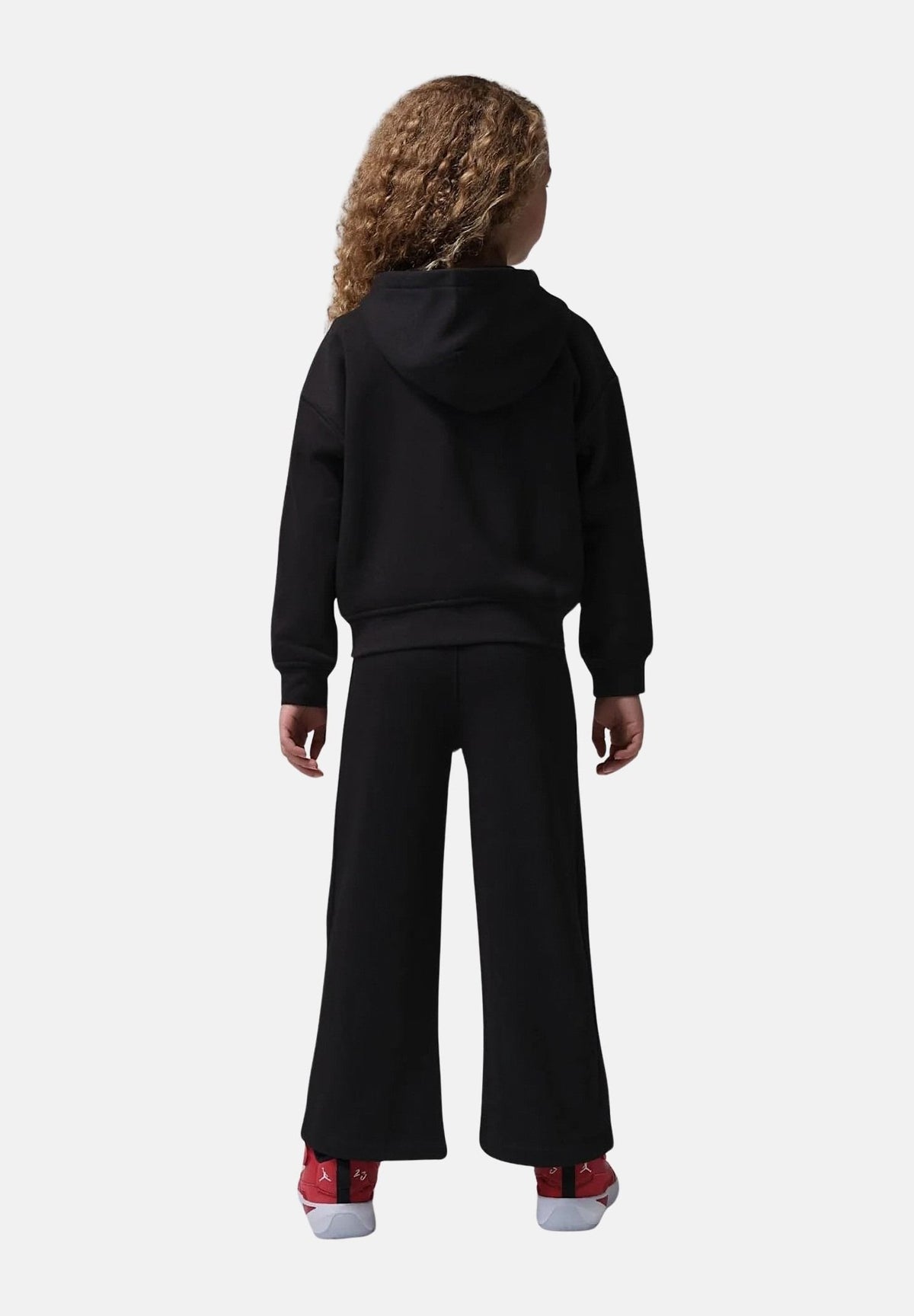 JORDAN Tuta BROOKLYN CHROME FZ Black nera da neonato, due pezzi in fleece con felpa con cappuccio e zip integrale e pantaloni a gamba ampia. 15G027 023 JORDAN