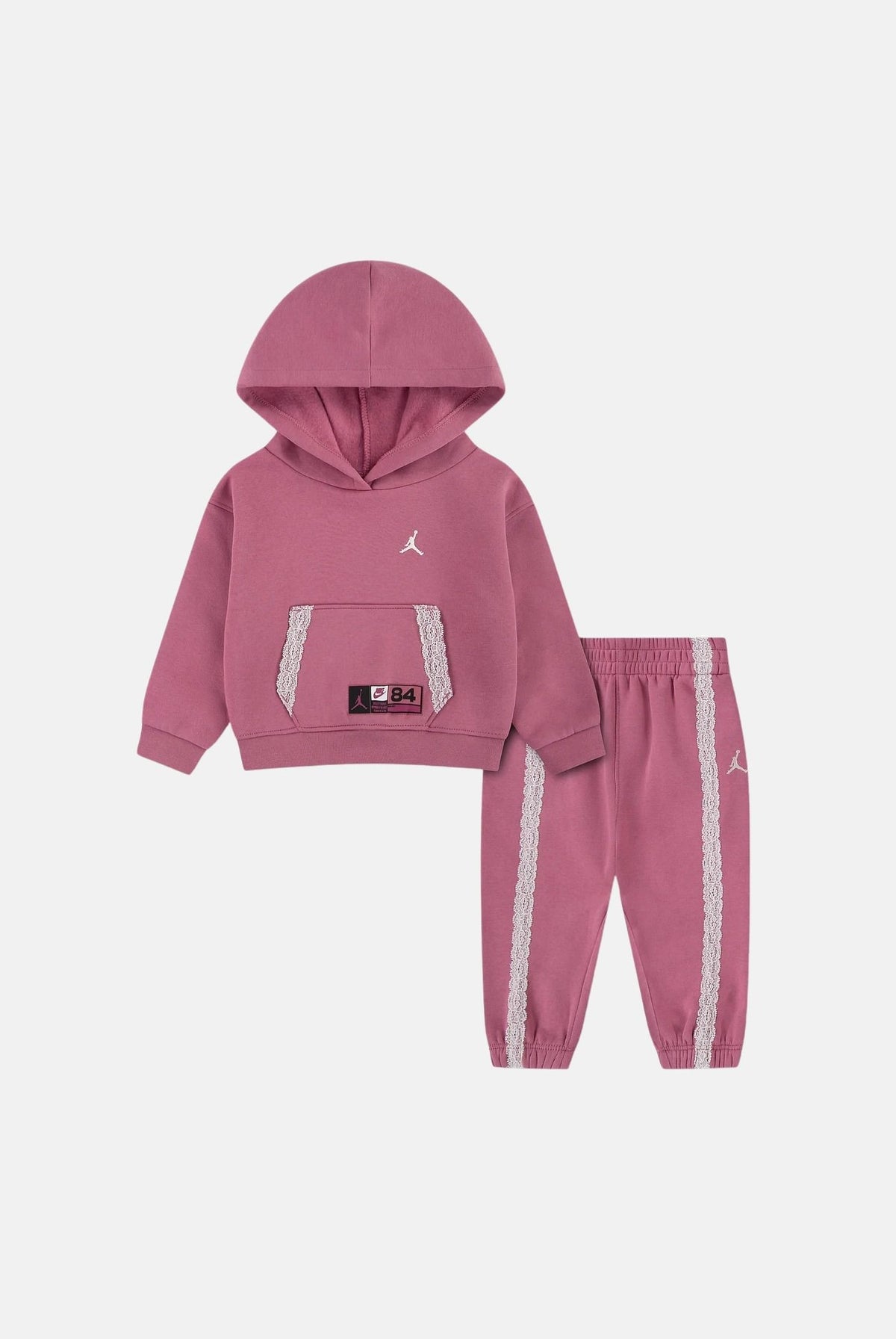 JORDAN Tuta All Star rosa per neonato con felpa con cappuccio, tasca a marsupio e pantaloni coordinati. 15G258 P9I JORDAN