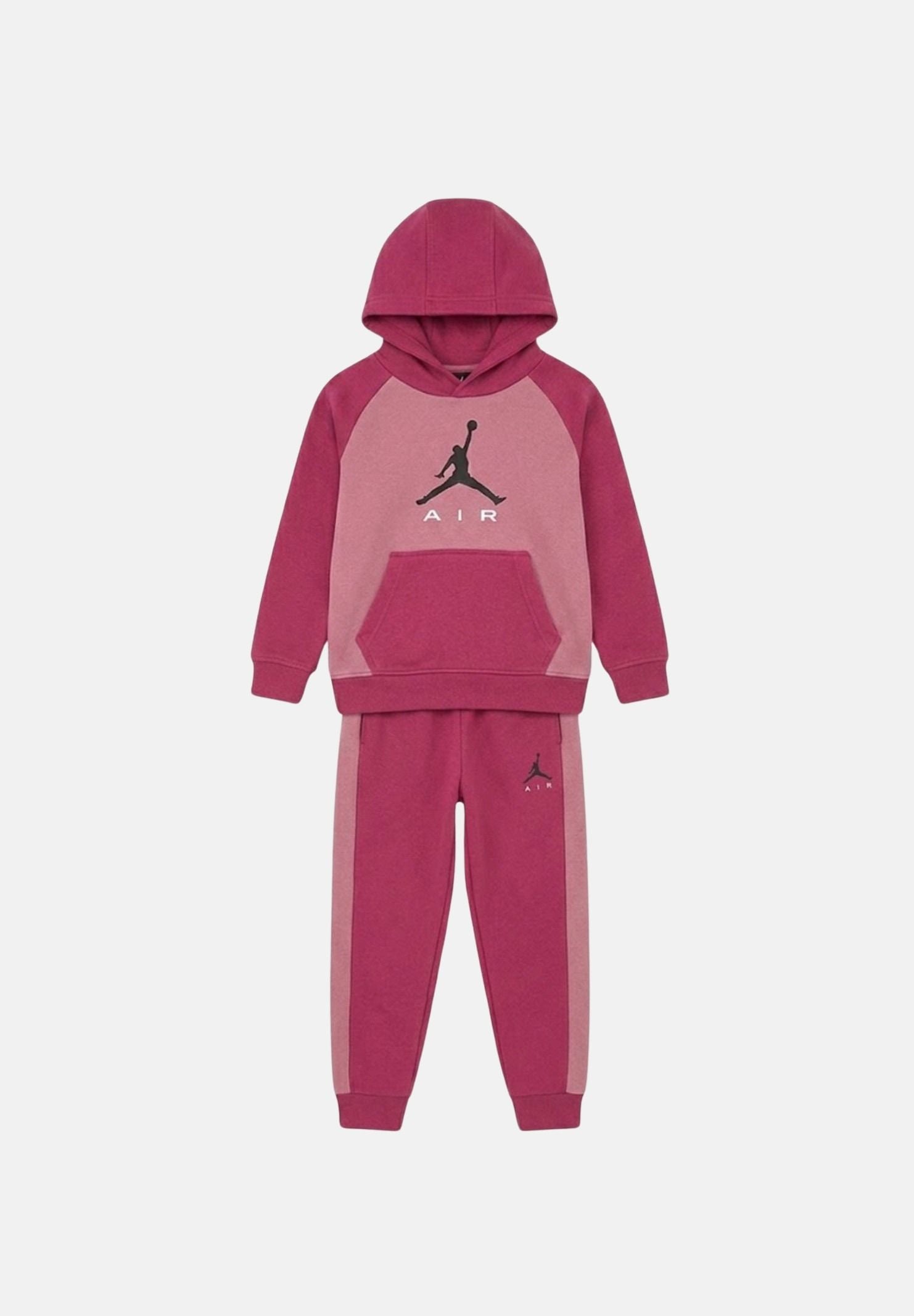 JORDAN Tuta JUMPMAN rosa da bambina con cappuccio avvolgente e iconico logo 35G184 ADZ JORDAN