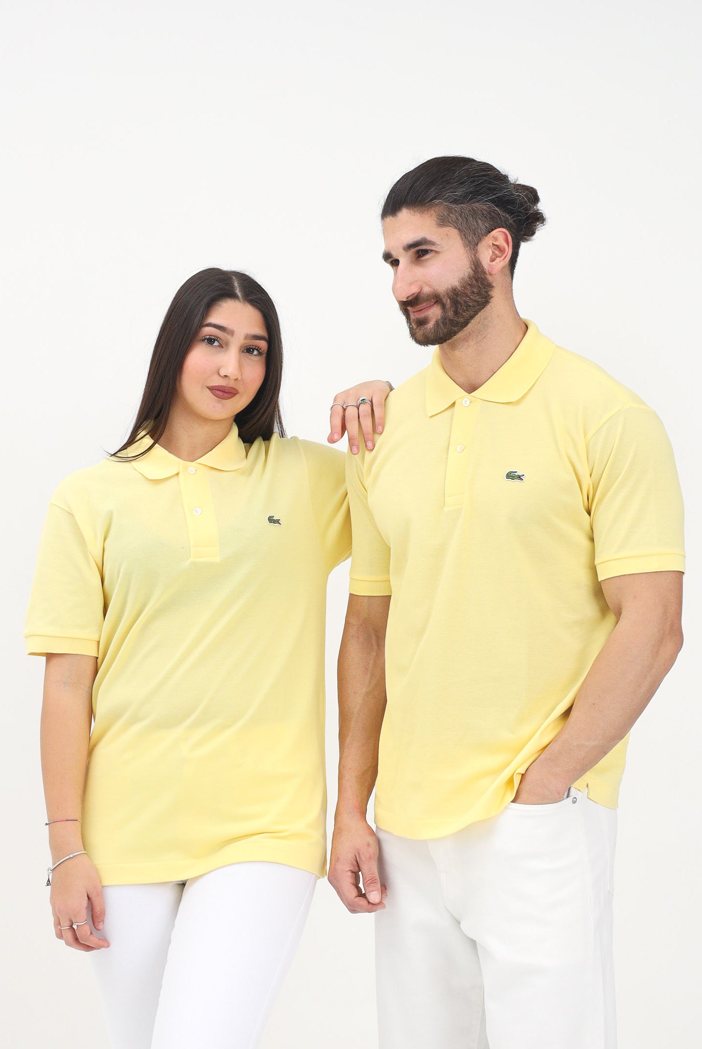 LACOSTE Polo a manica corta gialla per uomo e donna con patch logo coccodrilo 1212 107 LACOSTE