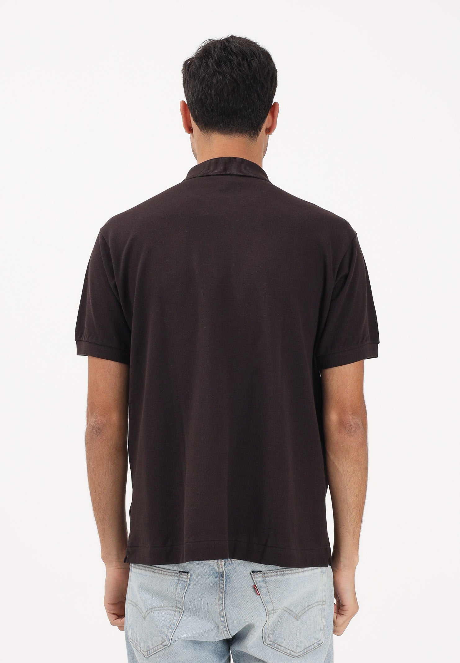 LACOSTE Polo marrone per uomo e donna con patch logo coccodrilo 1212 3LA LACOSTE